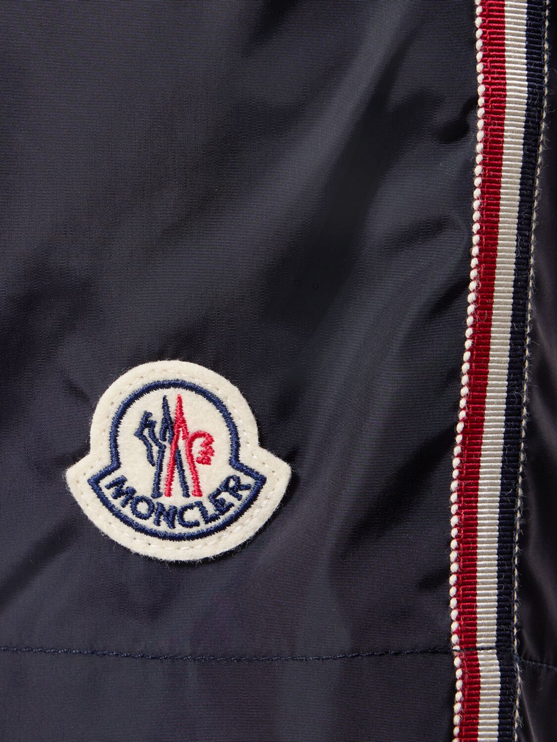 Shop Moncler Logo Nylon Swim Shorts In 午夜蓝