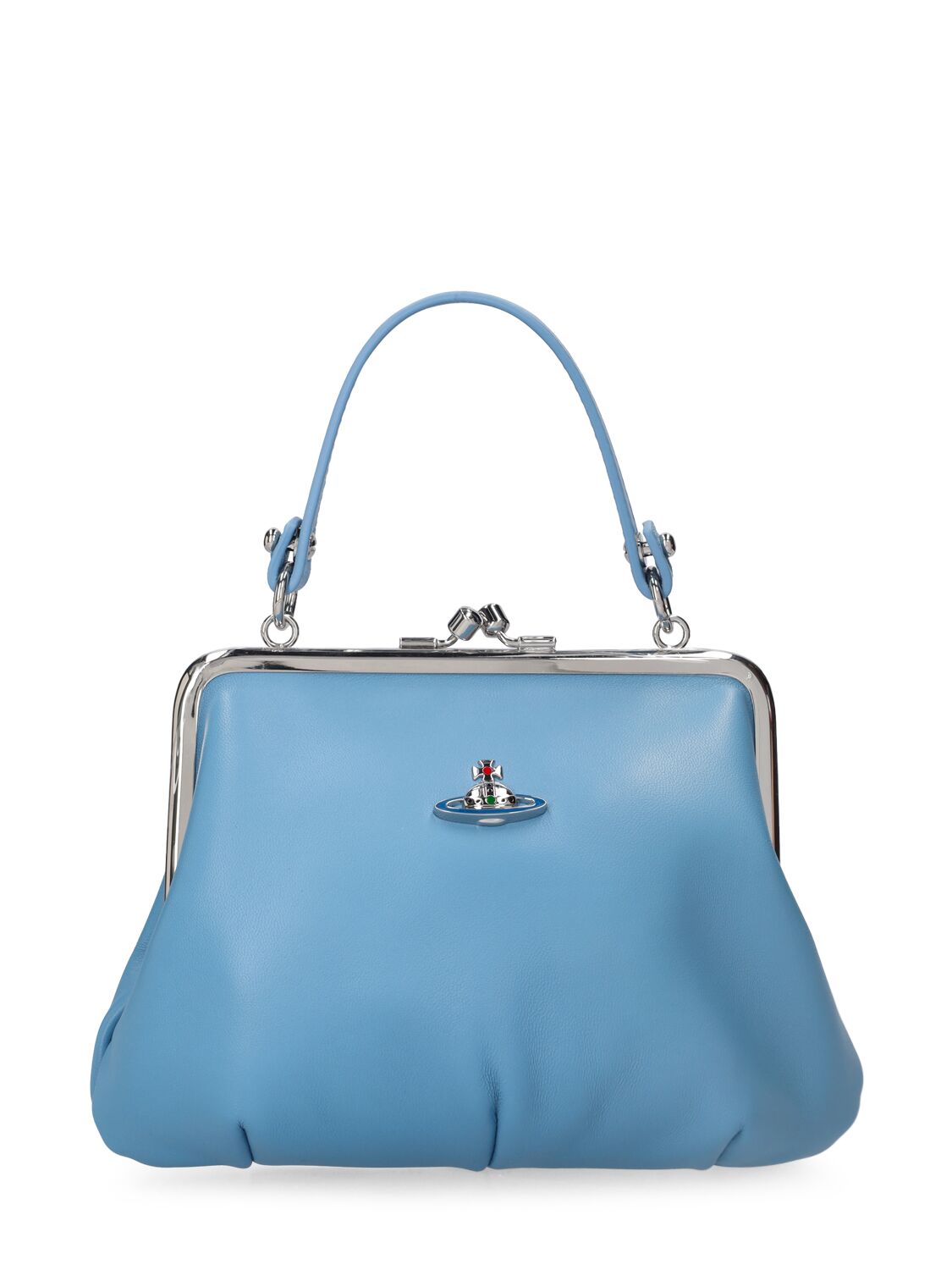 Vivienne Westwood Granny Frame Leather Top Handle Bag In Blue