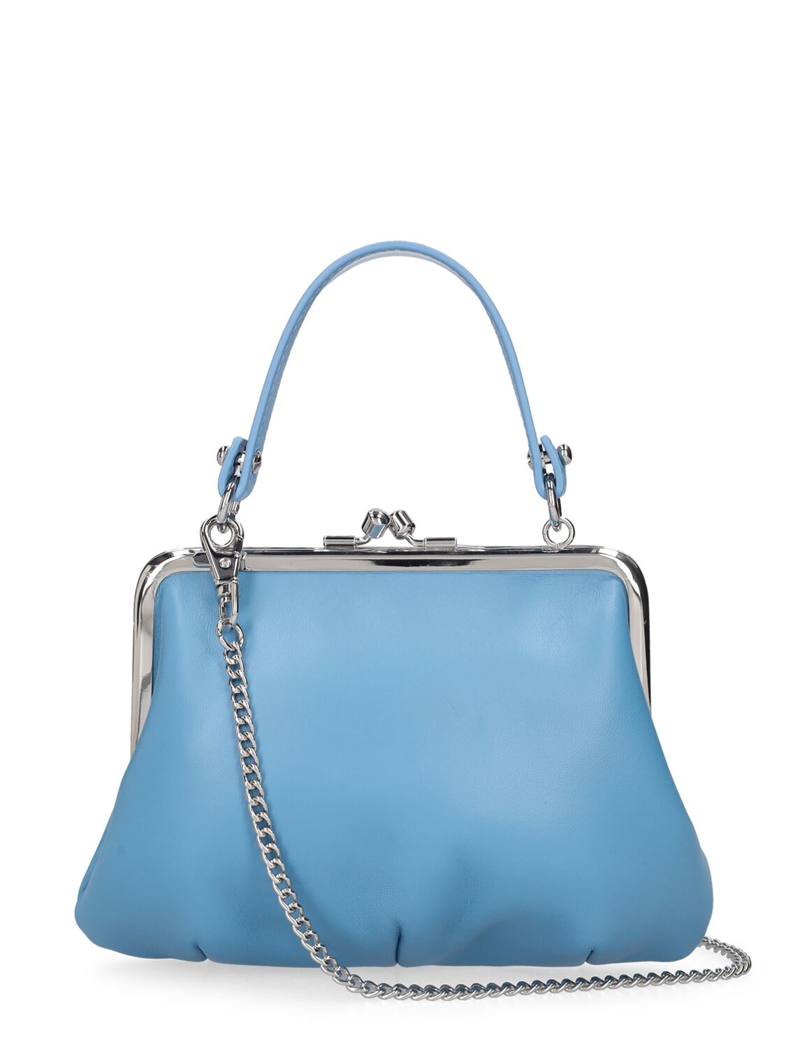 Shop Vivienne Westwood Granny Frame Leather Top Handle Bag In Blue