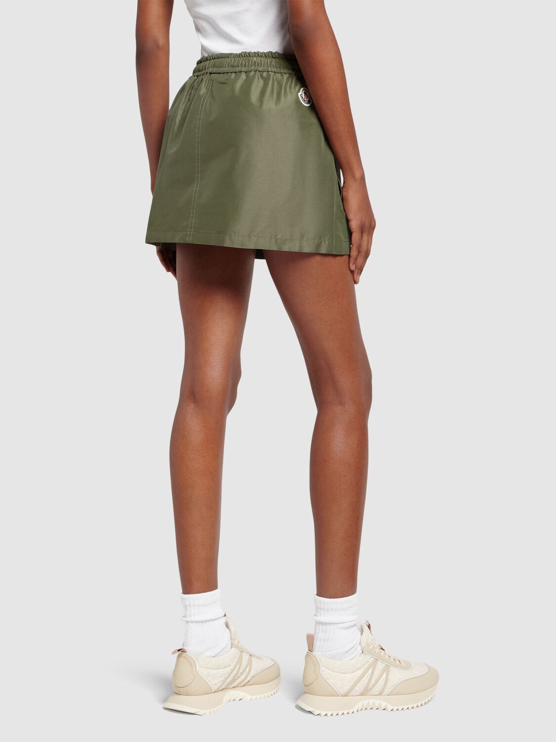 Shop Moncler Taffeta Mini Skirt In Green