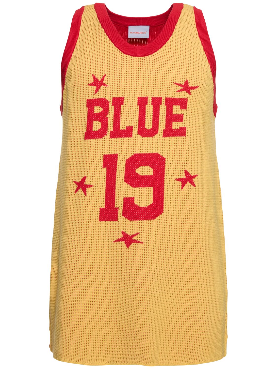 Shop Bluemarble Jacquard Knit Basketball Tank Top In 옐로우,레드