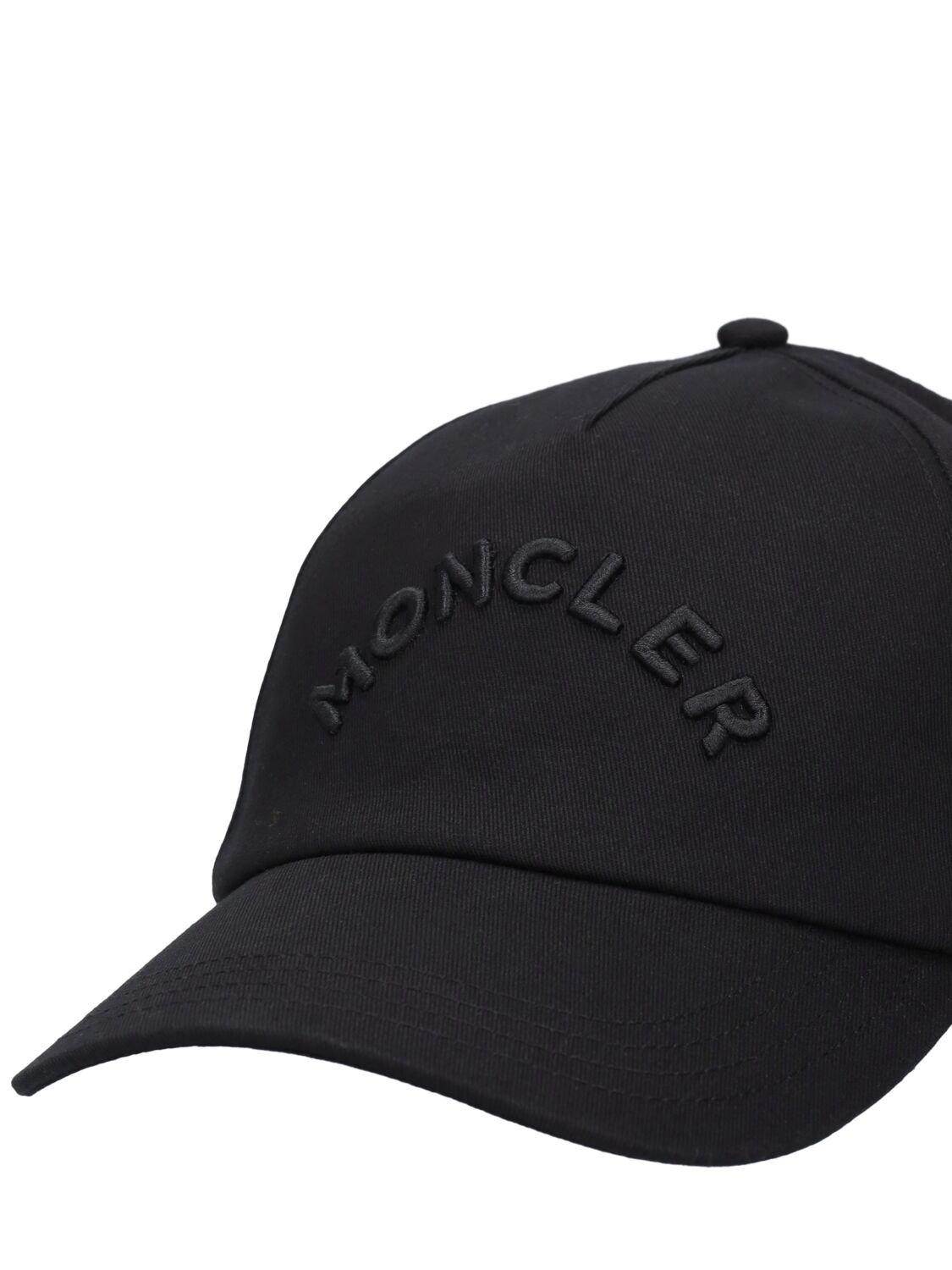 Shop Moncler Embroidered Logo Cotton Baseball Cap In Black