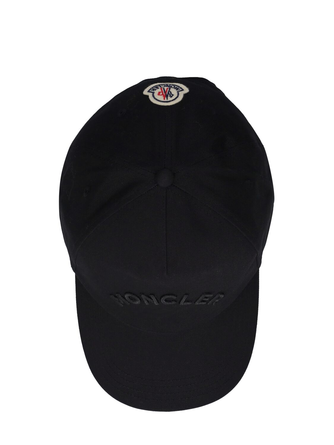 Shop Moncler Embroidered Logo Cotton Baseball Cap In Black