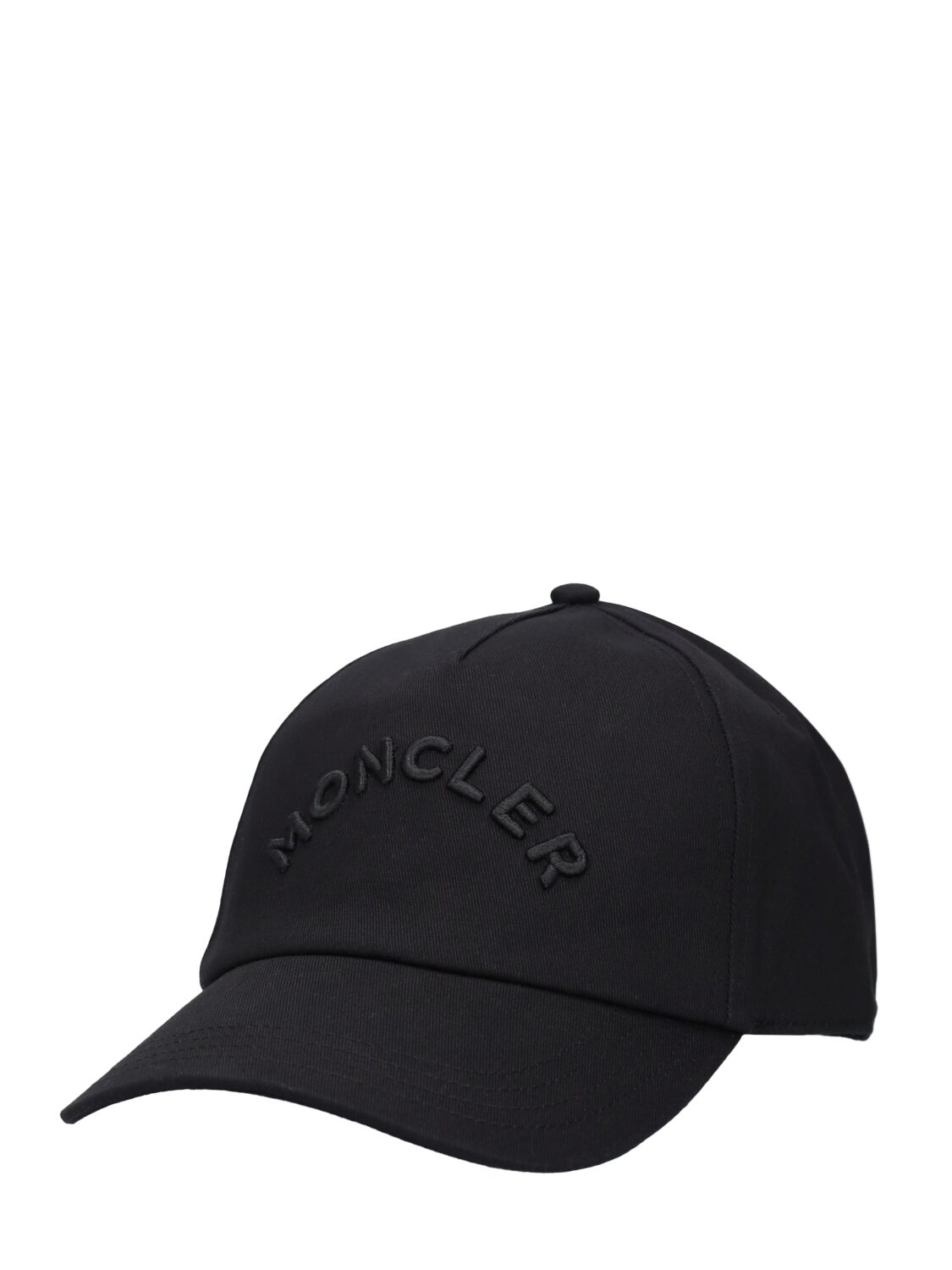 Shop Moncler Embroidered Logo Cotton Baseball Cap In Black