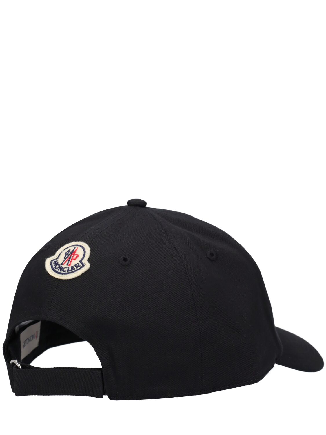 Shop Moncler Embroidered Logo Cotton Baseball Cap In Black