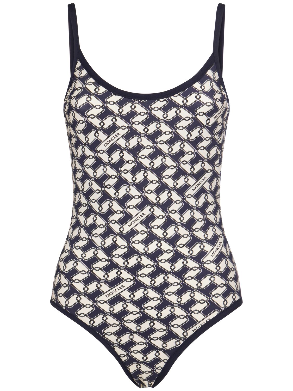 Moncler Lycra One Piece Swimsuit In 蓝色,白色