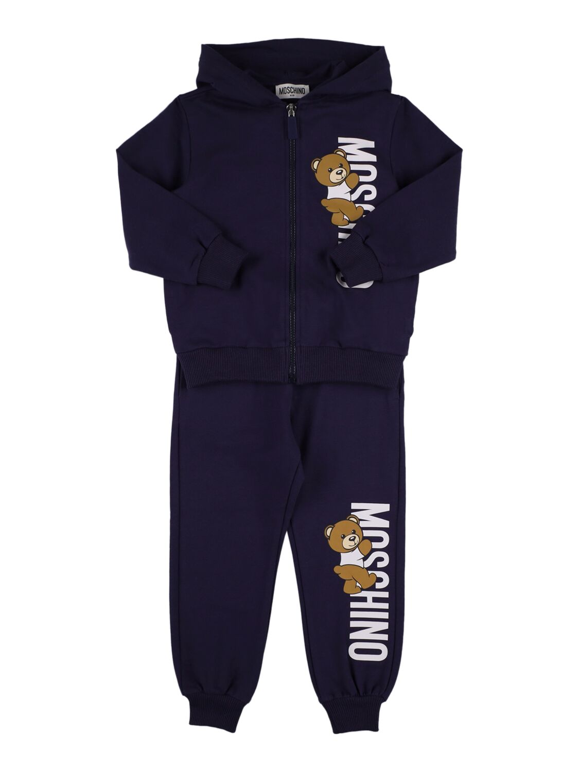 Moschino Kids' Cotton Hooded Sweatshirt & Sweatpants In Navy