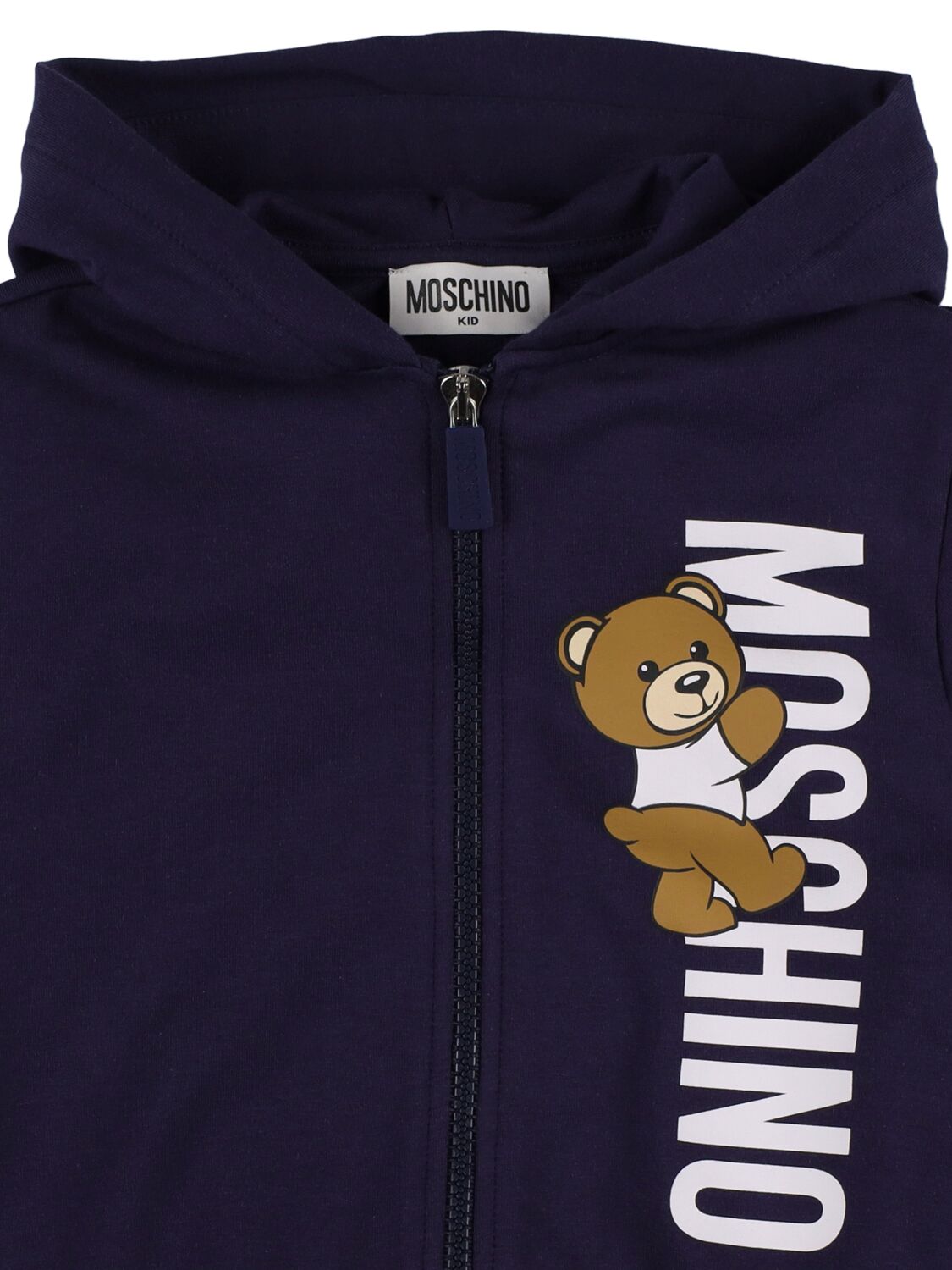 Shop Moschino Cotton Hooded Sweatshirt & Sweatpants In Navy