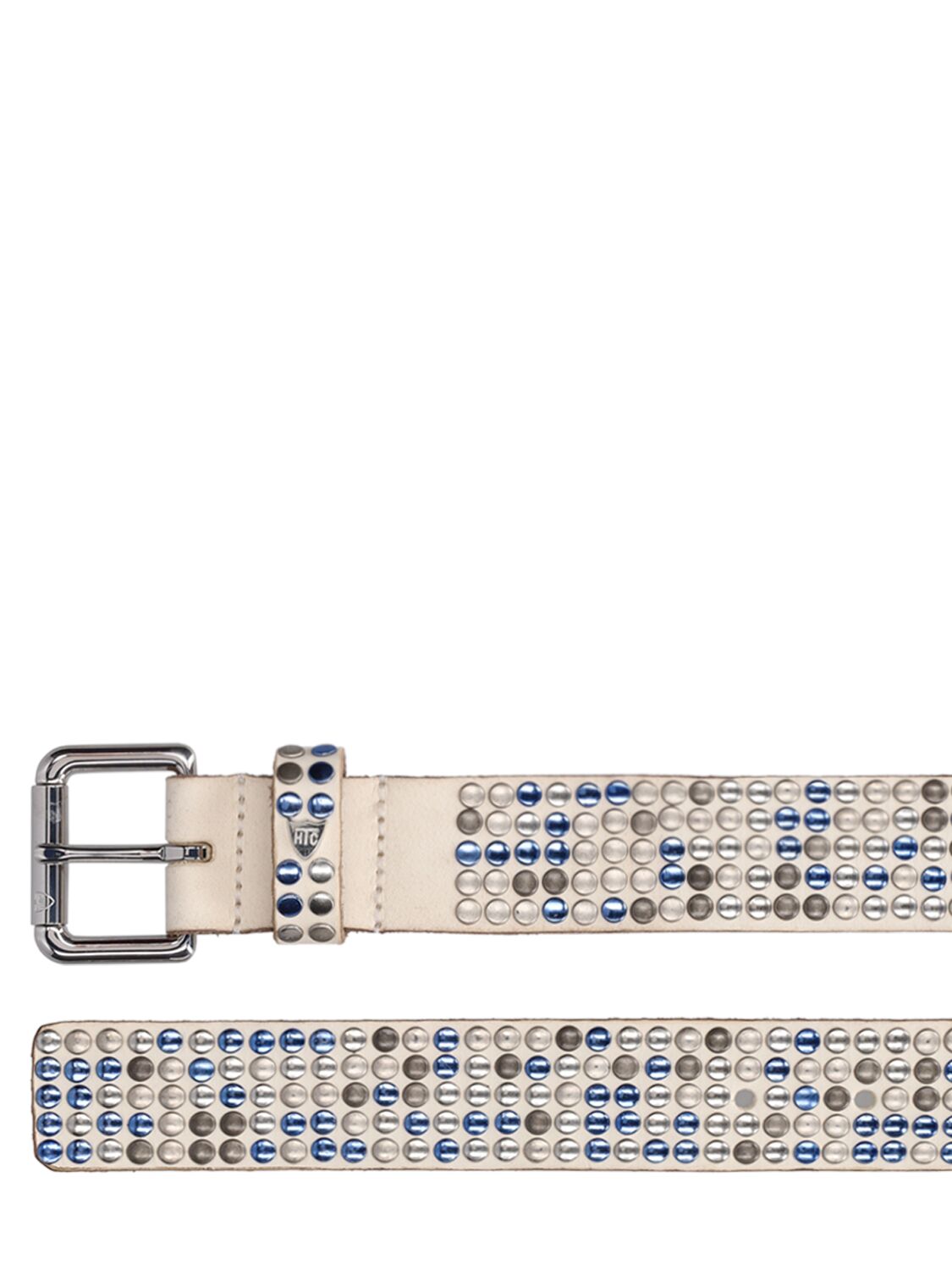 Shop Htc Los Angeles 3.5cm 5.000 Studs Leather Belt In White,blue