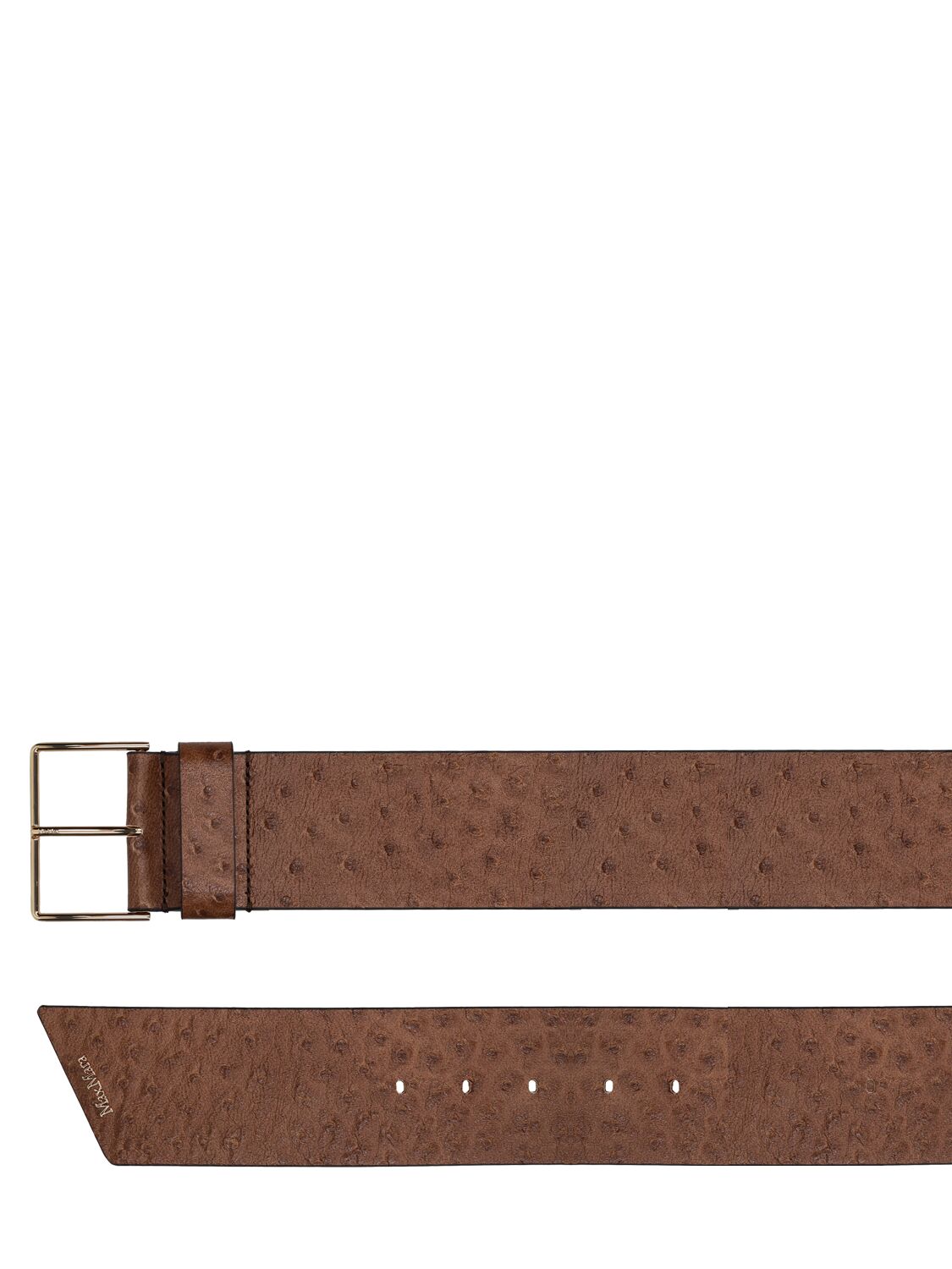 Shop Max Mara 6cm Ostrich Embossed Leather Belt In Corteccia