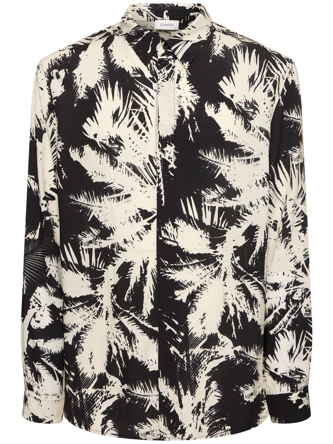 Image of Palm Print Viscose Shirt
