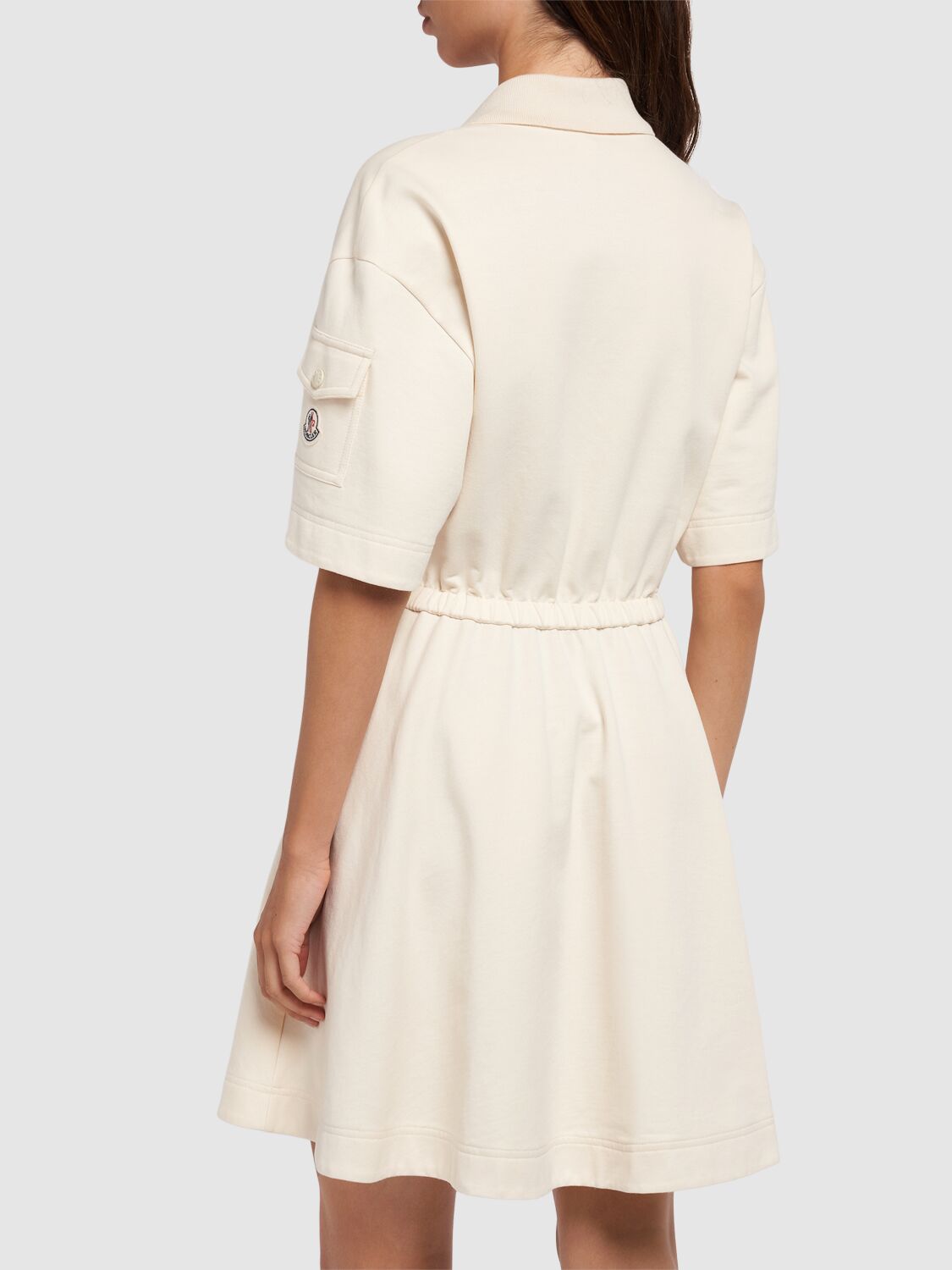 Shop Moncler Cotton Polo Shirt Dress In White