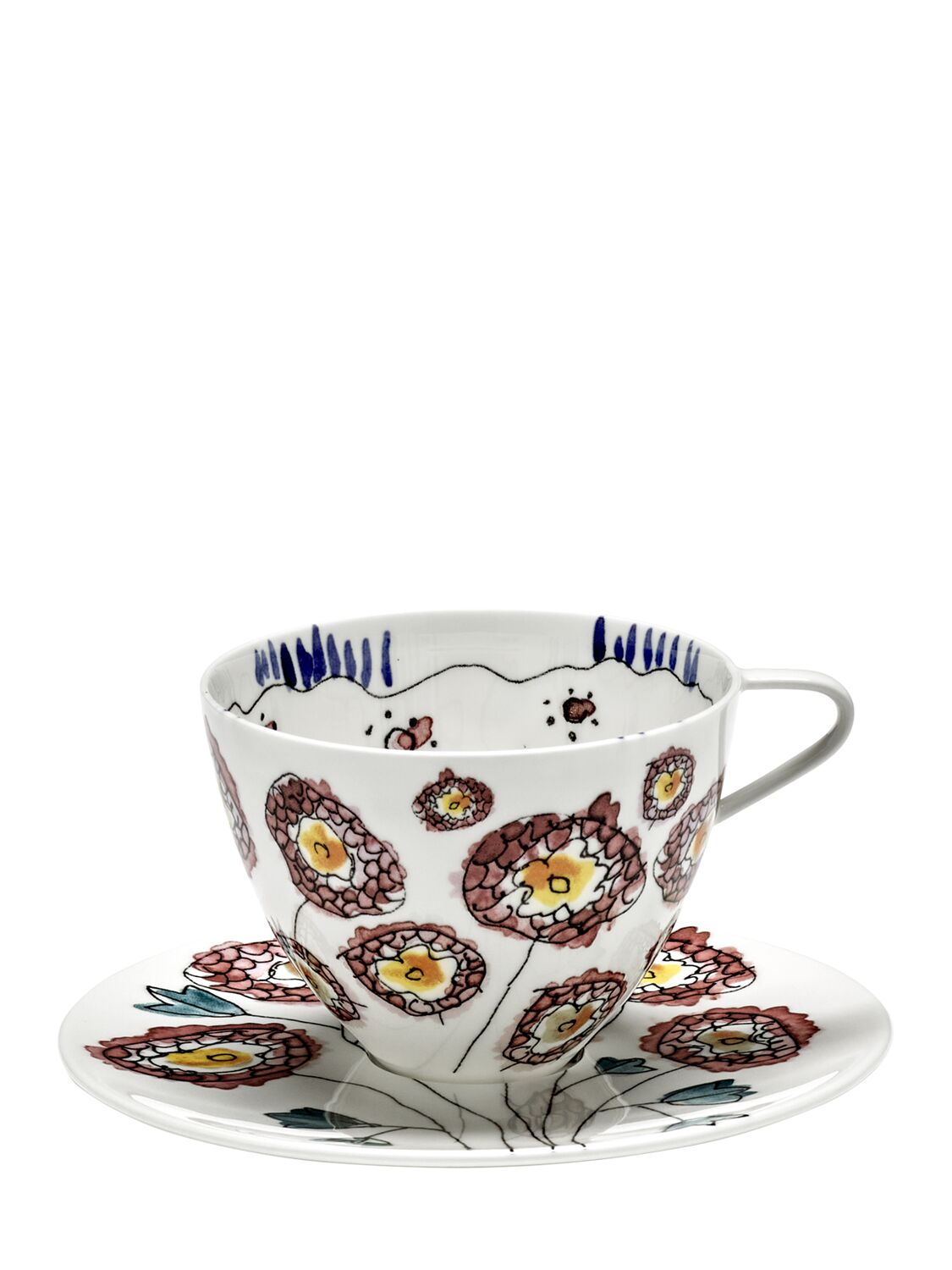 Marni By Serax Anemone Set Of 2 Cups & Saucers In White