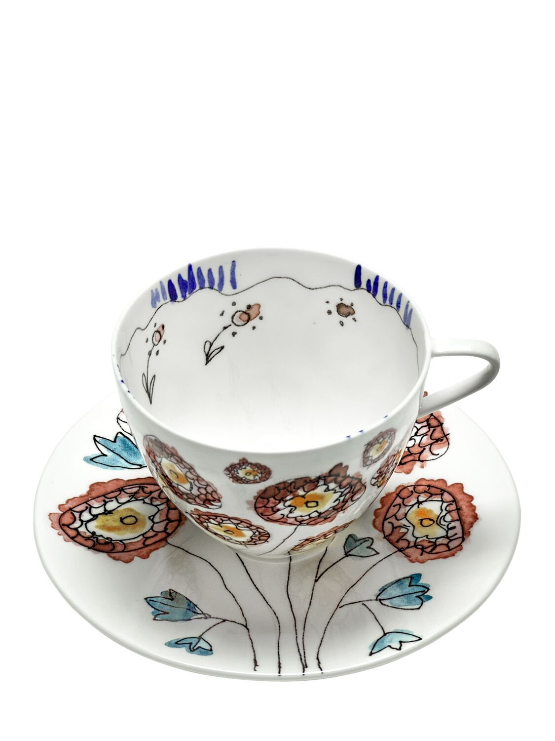 Shop Marni By Serax Anemone Set Of 2 Cups & Saucers In White