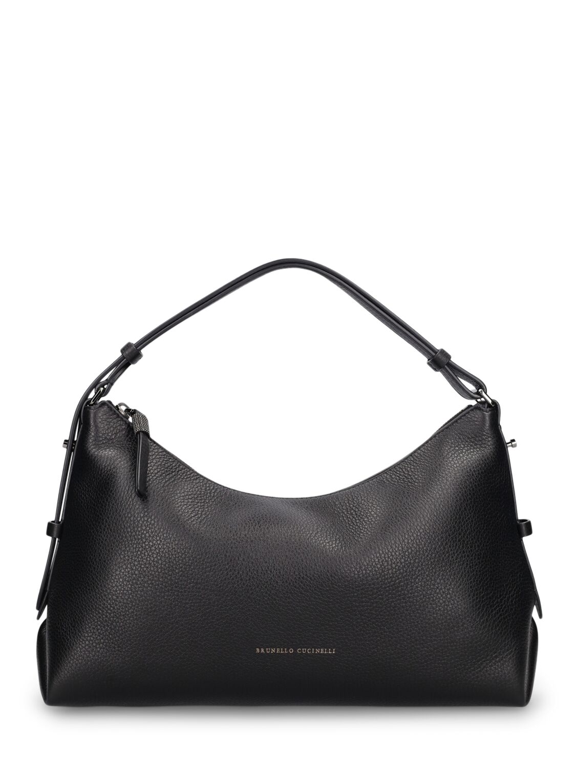Brunello Cucinelli Large Grained Leather Shoulder Bag In Black