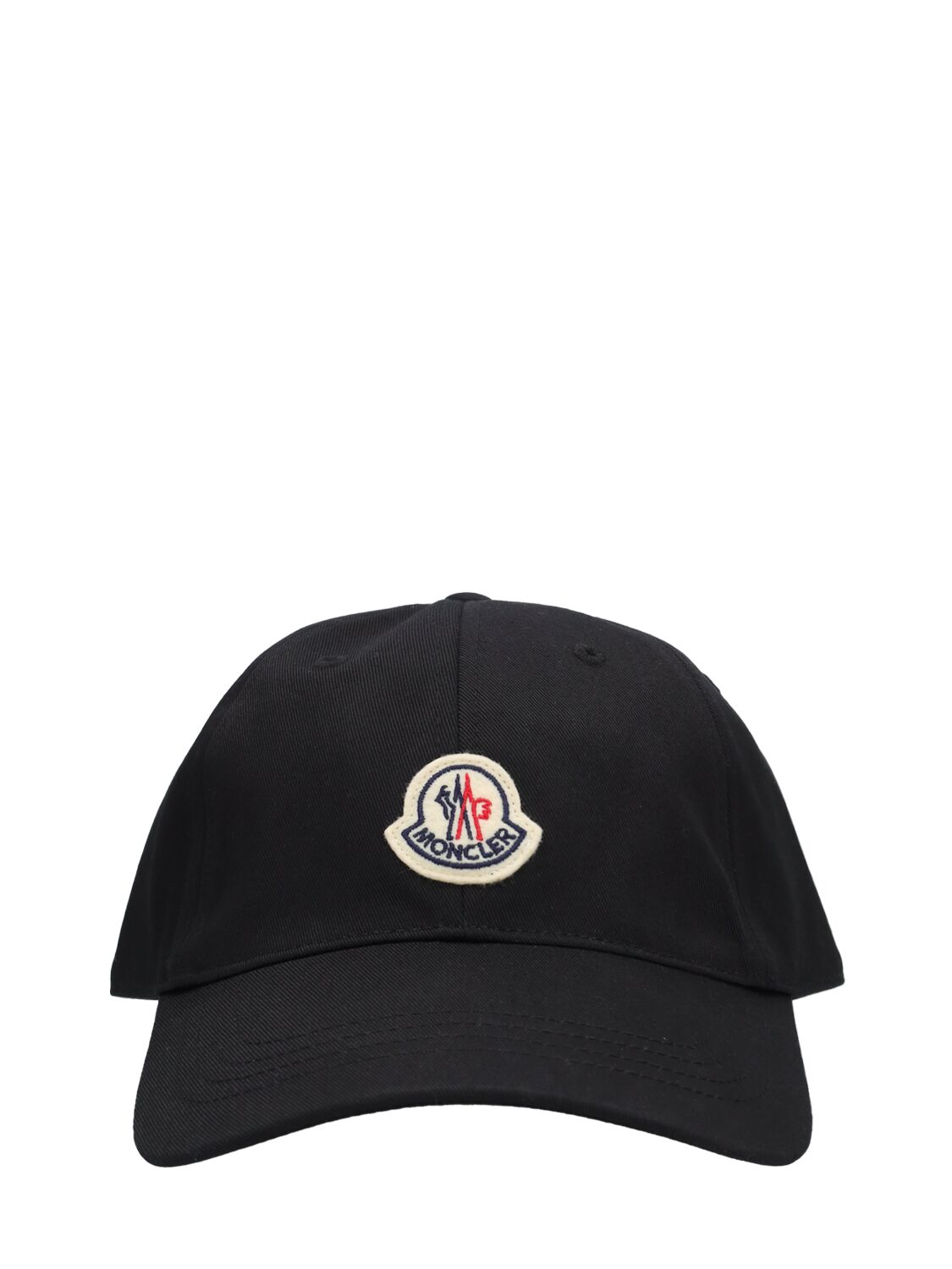 Shop Moncler Embroidered Logo Cotton Baseball Cap In Black