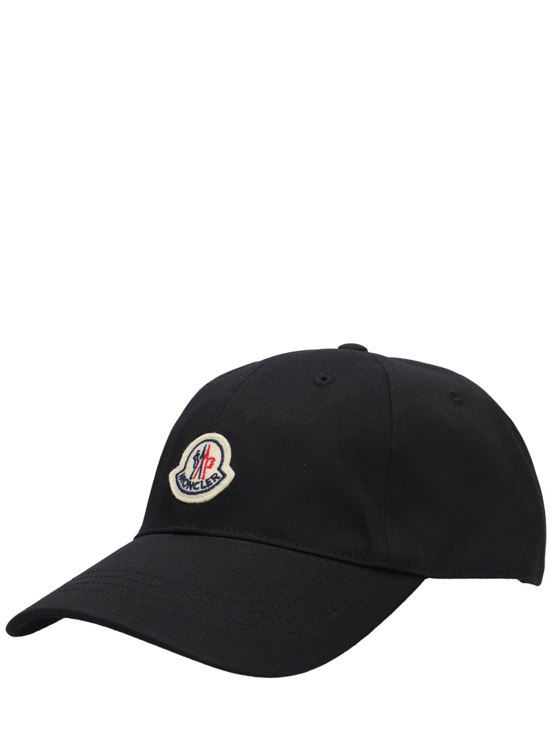 Shop Moncler Embroidered Logo Cotton Baseball Cap In Black