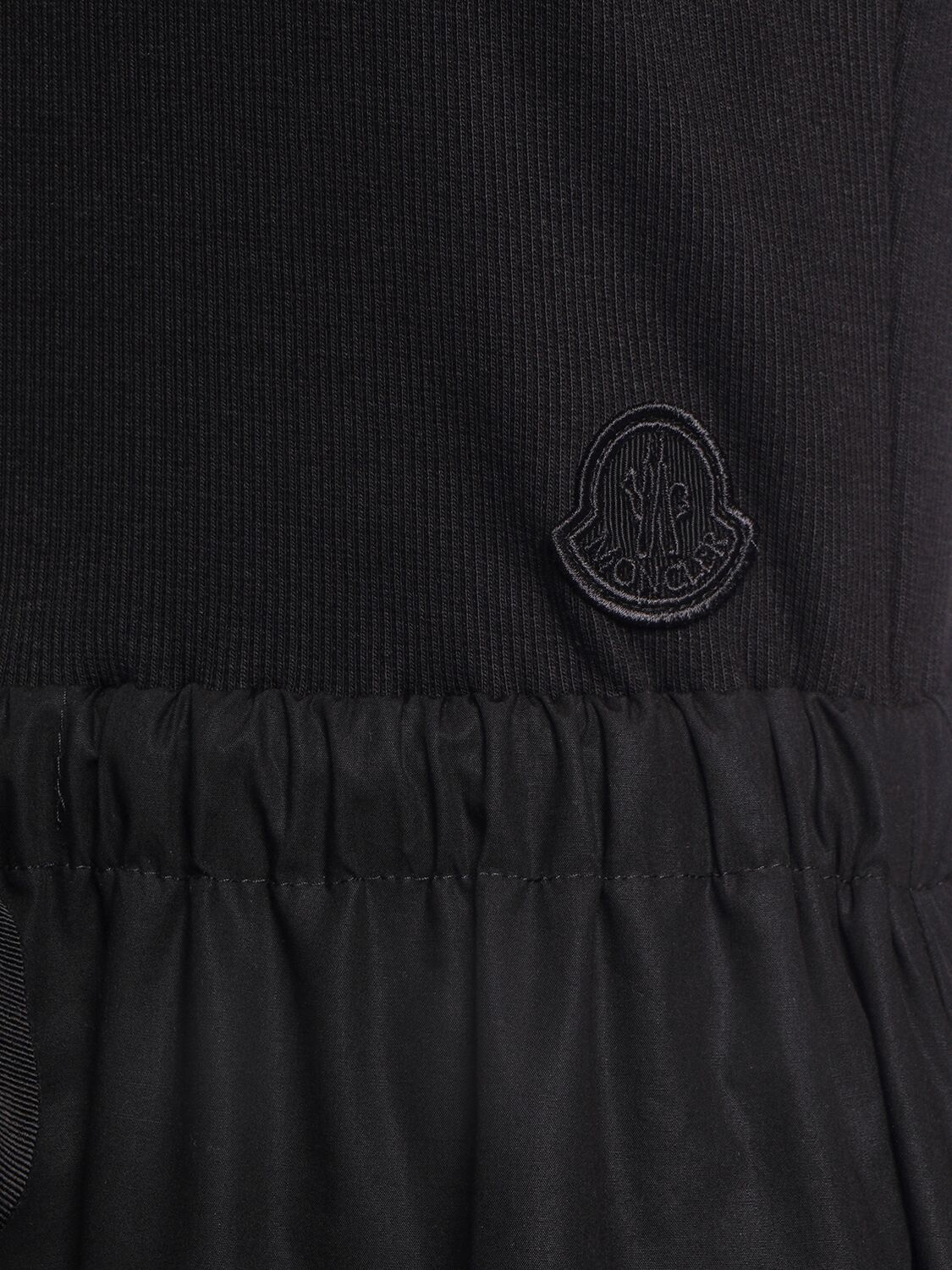 Shop Moncler Cotton Blend Midi Dress In Black
