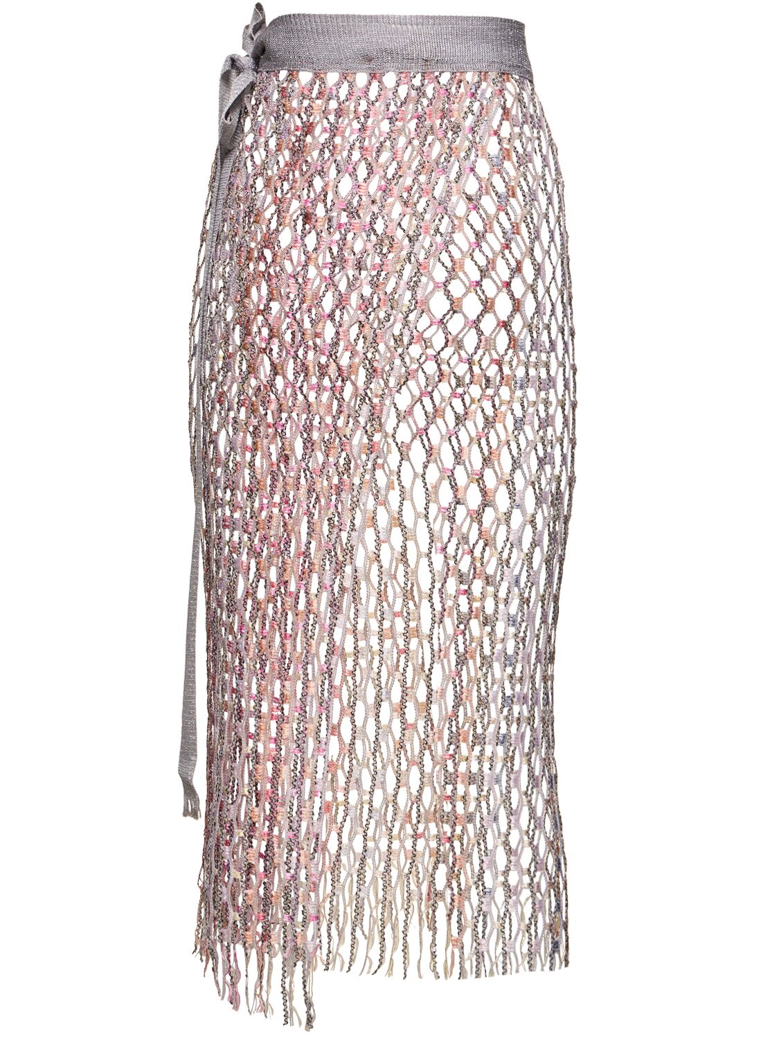 Missoni Lurex Net Pareo Skirt In Silver