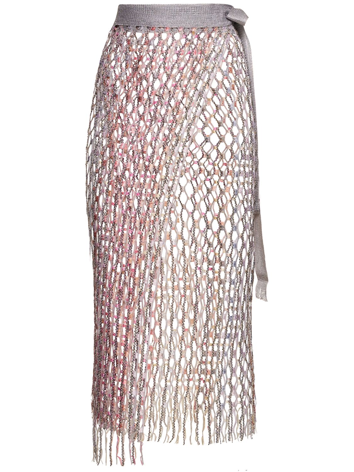 Shop Missoni Lurex Net Pareo Skirt In Silver