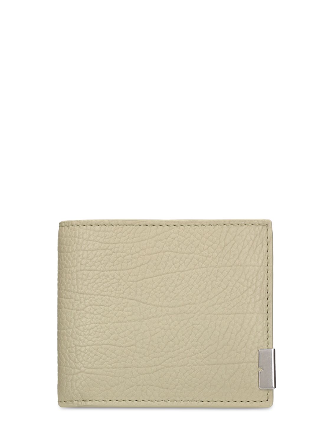 Burberry Grained Leather Bifold Wallet In Neutral