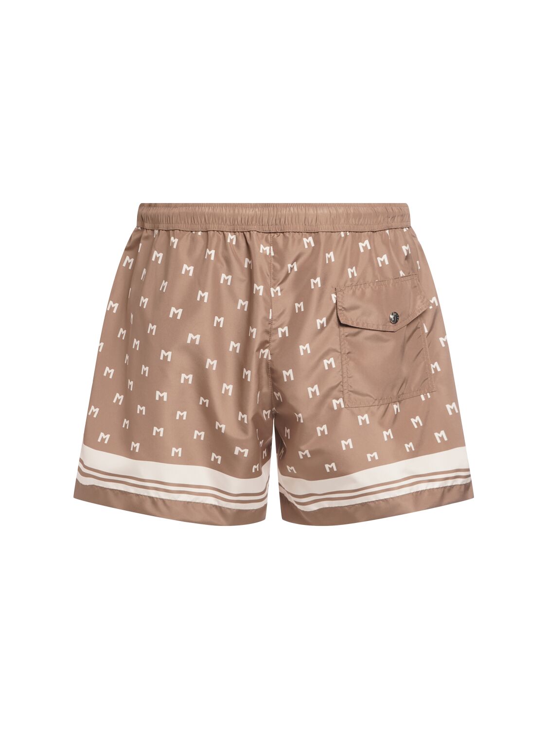 Shop Moncler Monogram Printed Tech Swim Shorts In 米黄色