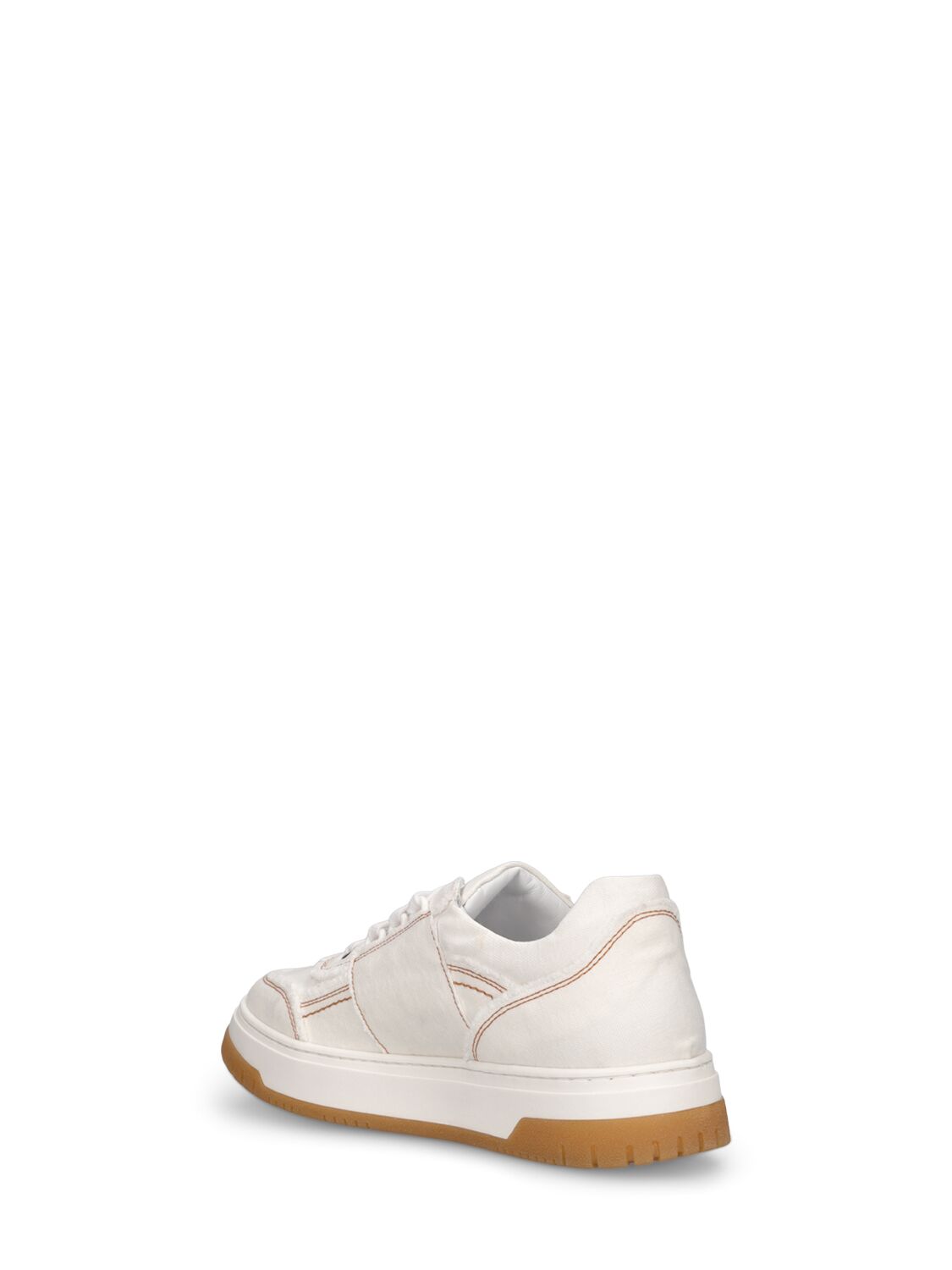 Shop Marni Junior Cotton Denim Lace-up Sneakers In White