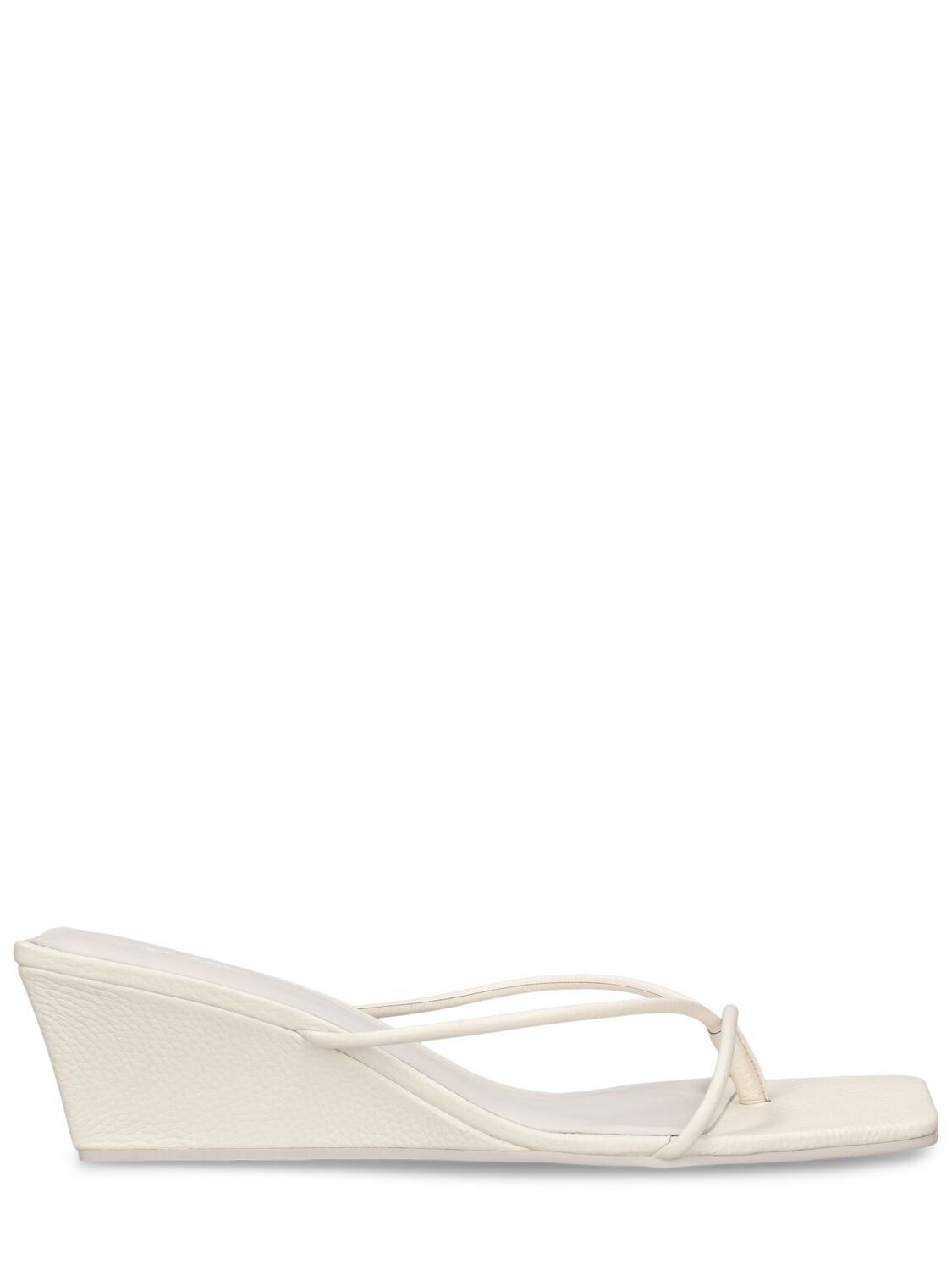 St.agni 65mm Minimal Low Leather Wedges In White