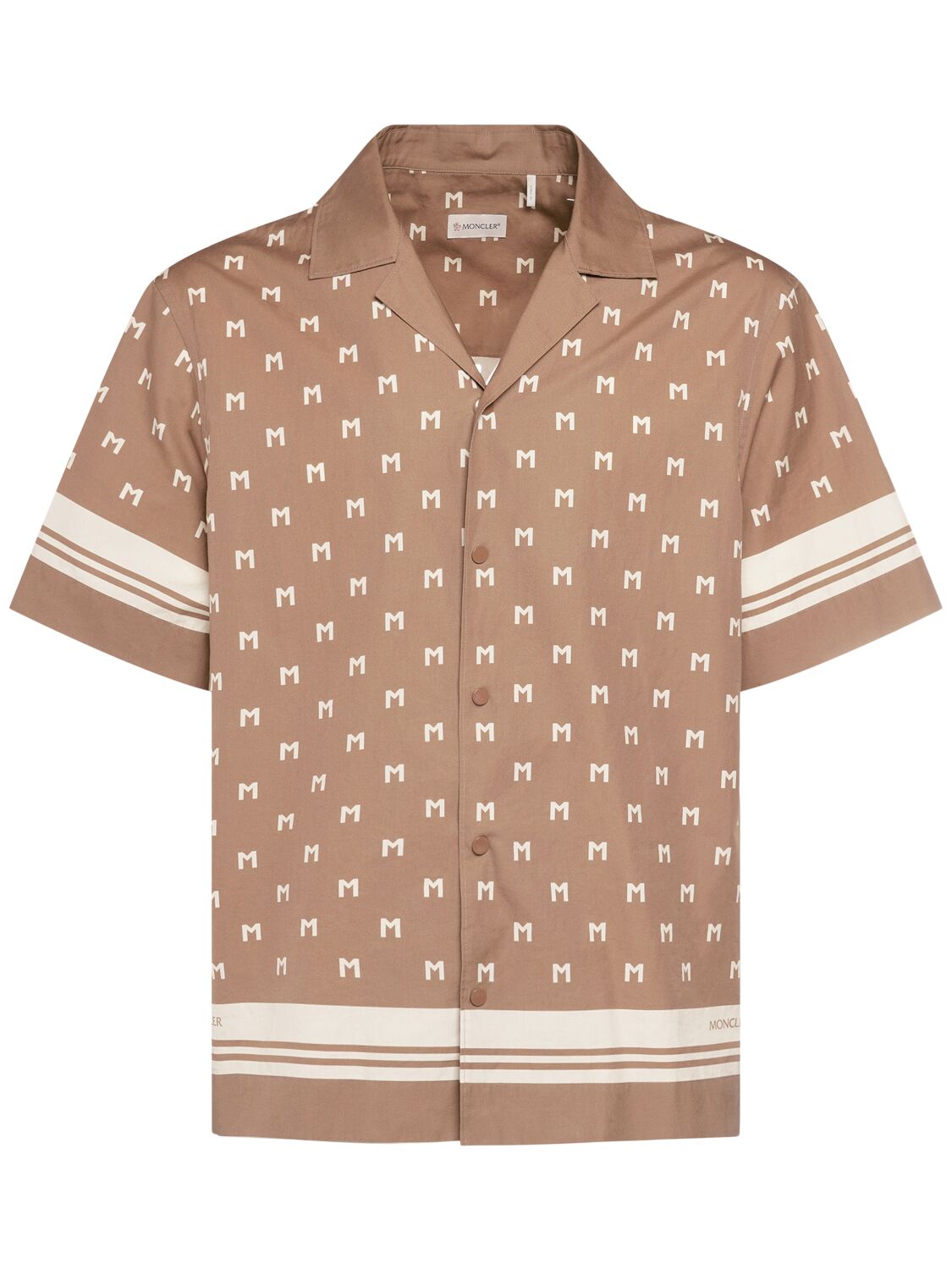 Moncler Monogram Printed Cotton Shirt In Brown