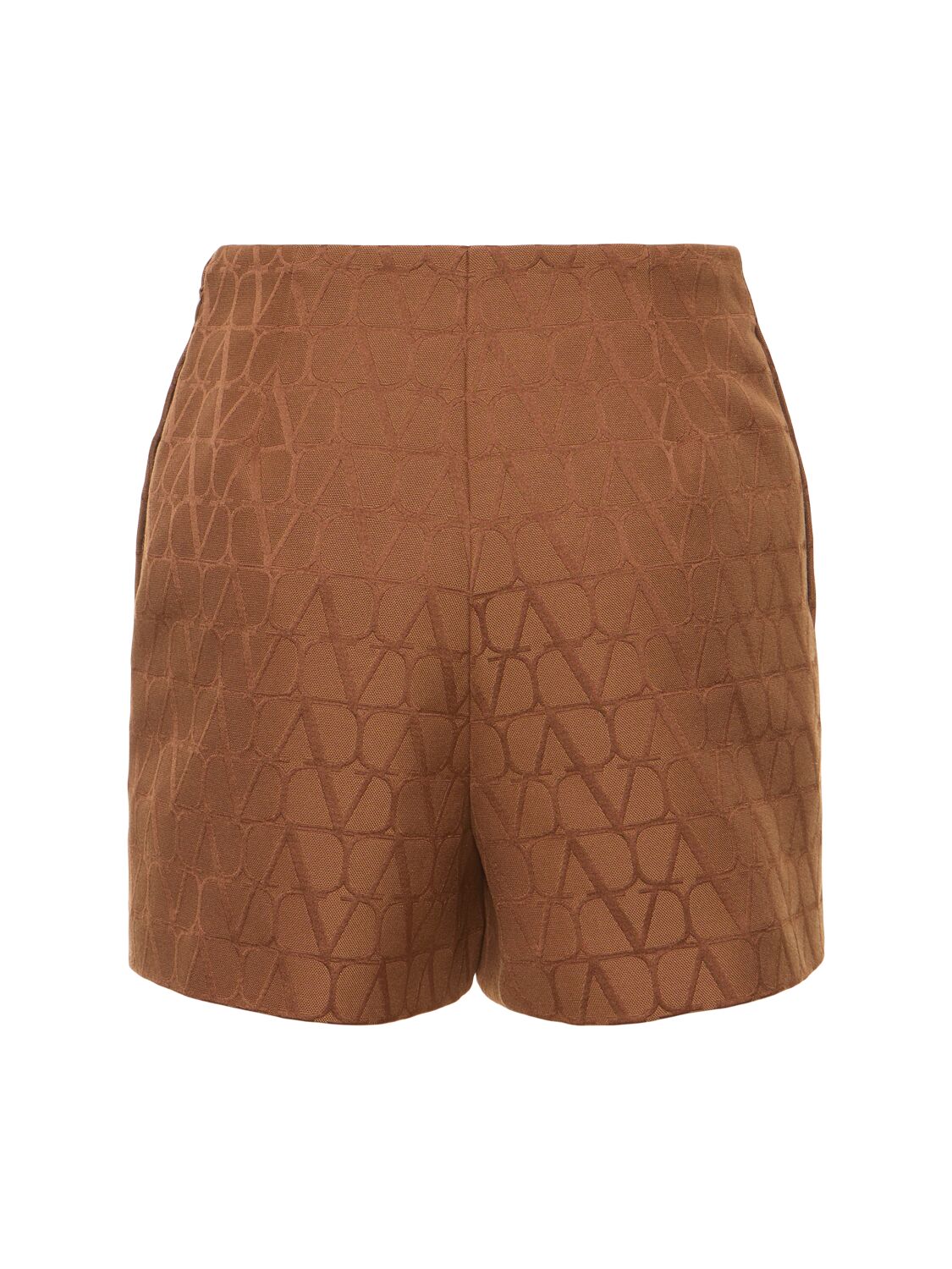 Shop Valentino Logo Cotton Blend Jacquard Shorts In Brown