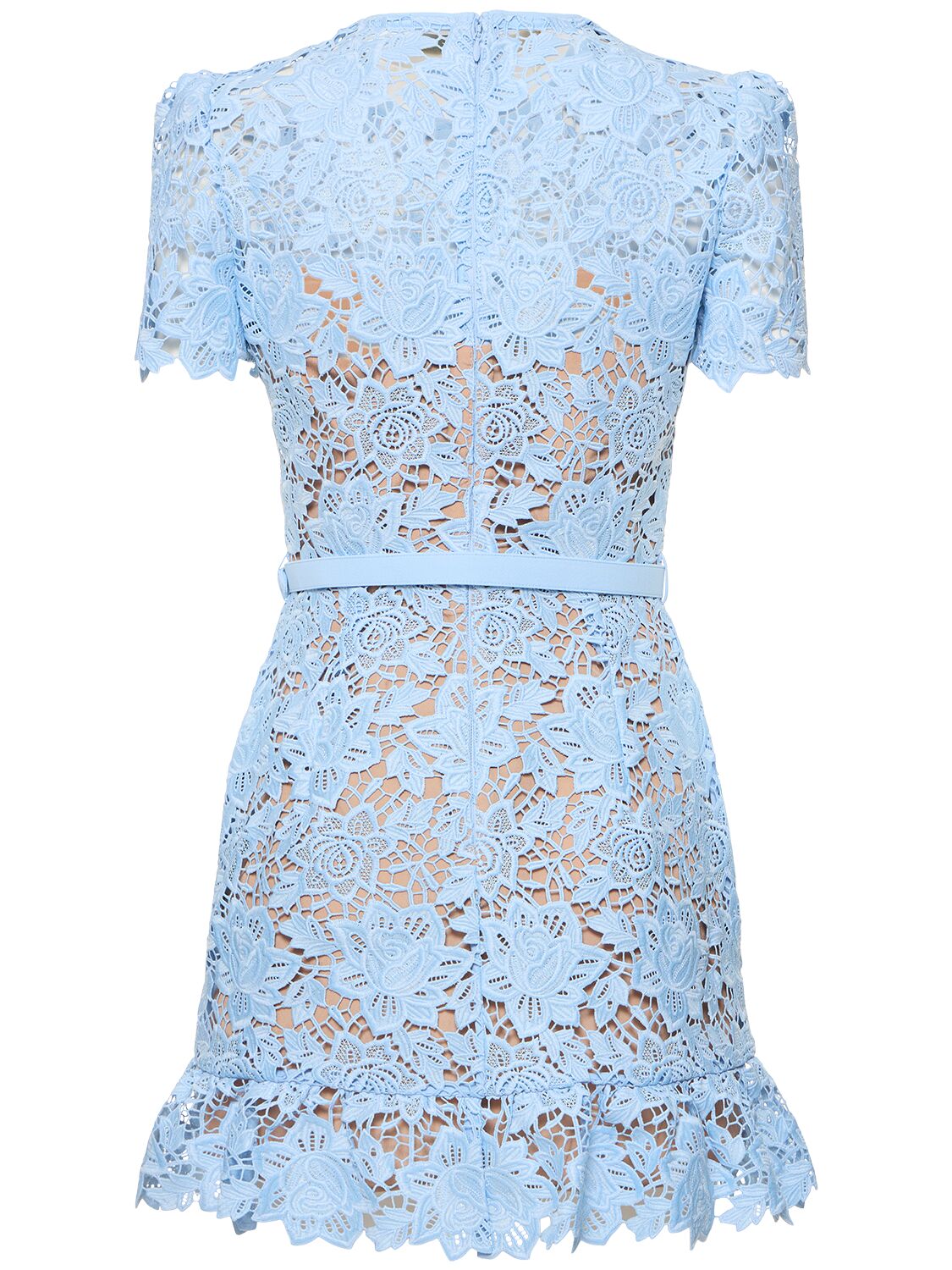 Shop Self-portrait Lace Mini Dress In 블루