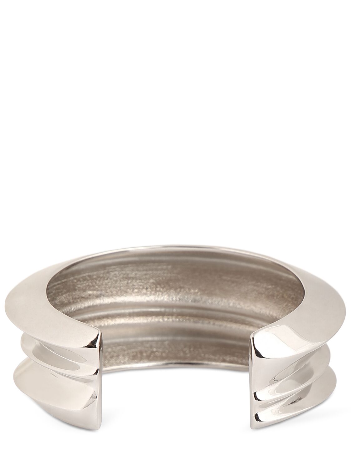 Shop Saint Laurent Stacked Brass Cuff Bracelet In Silver