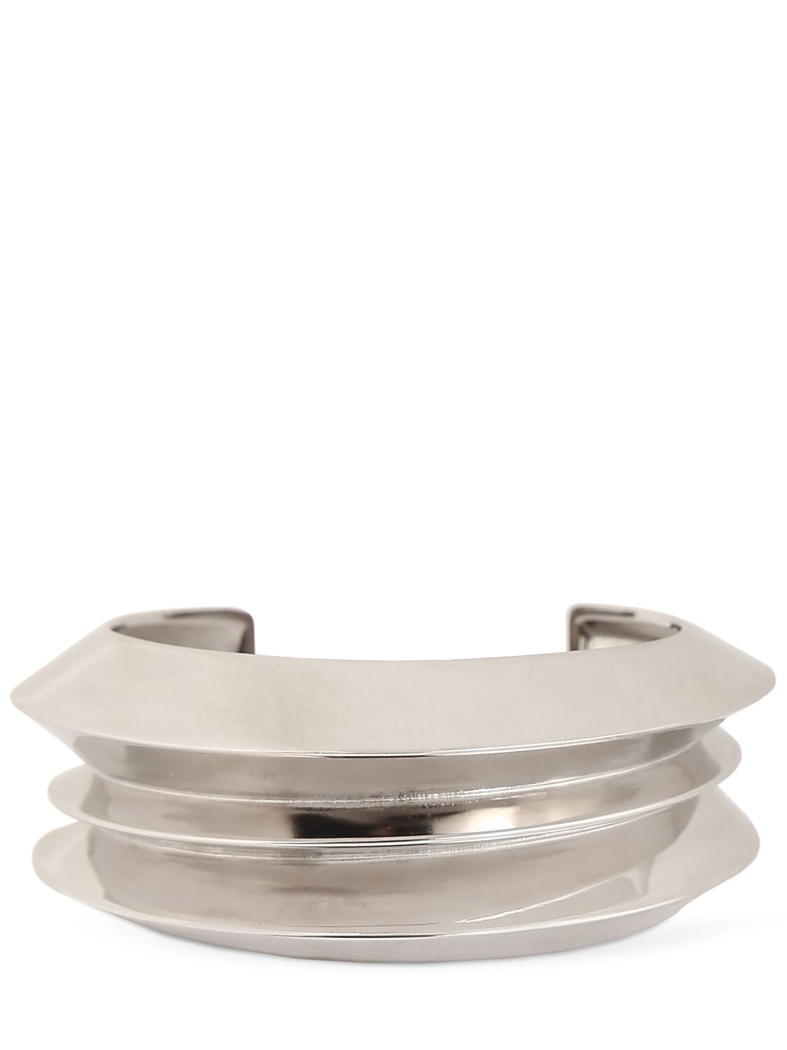 Saint Laurent Stacked Brass Cuff Bracelet In Silver