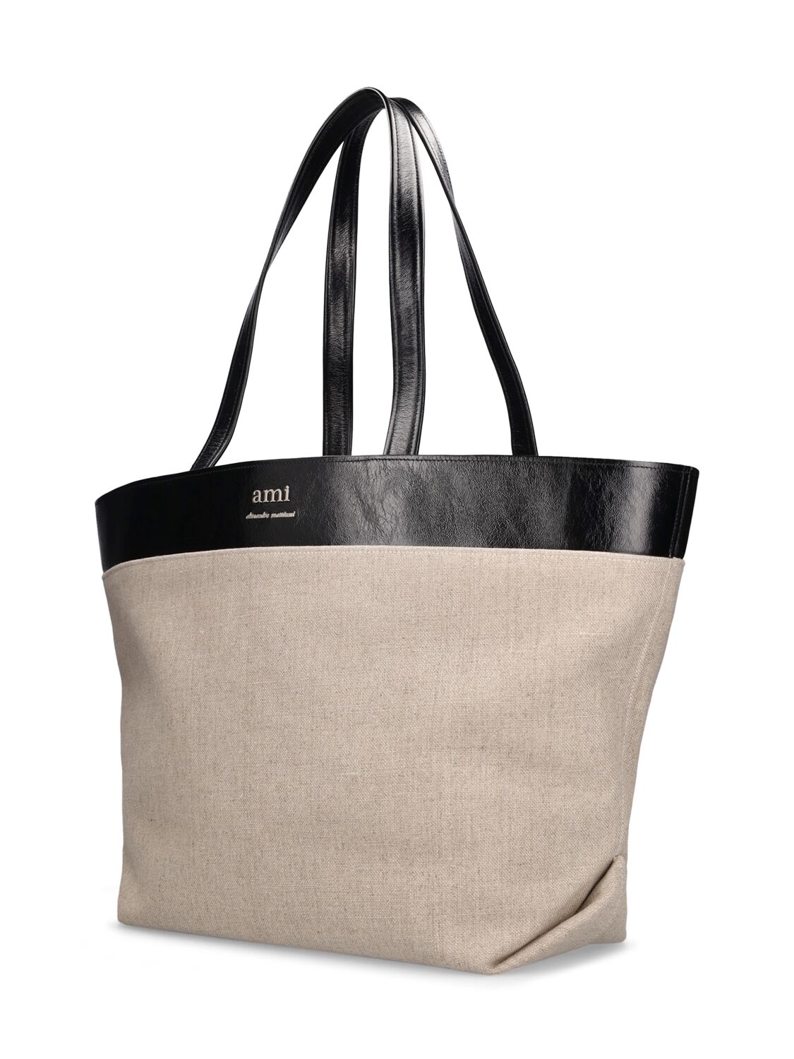 Shop Ami Alexandre Mattiussi East West Ami Canvas Shopping Bag In Natural