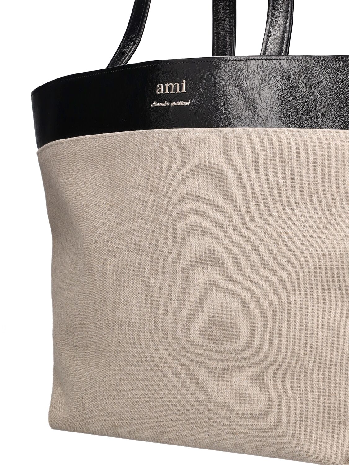 Shop Ami Alexandre Mattiussi East West Ami Canvas Shopping Bag In Natural