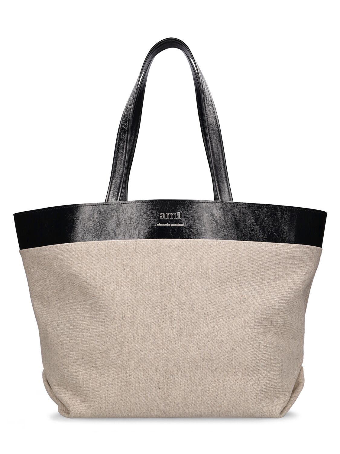 Ami Alexandre Mattiussi East West Ami Canvas Shopping Bag In Natural