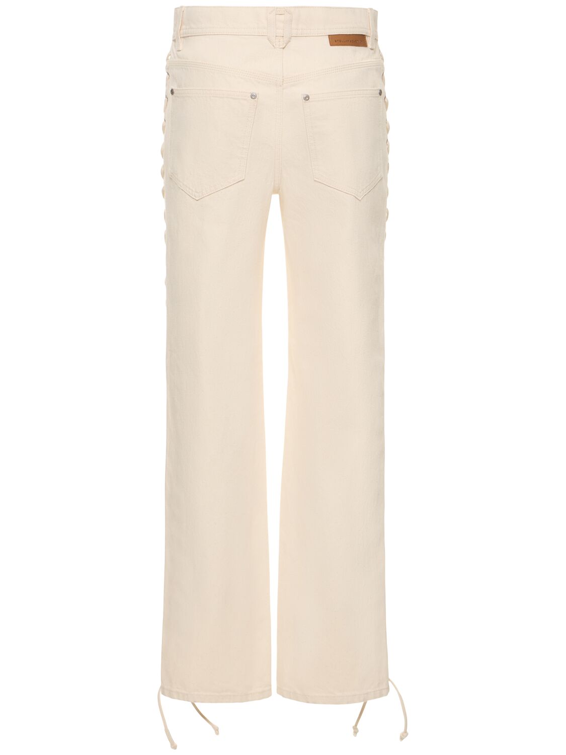 Shop Stella Mccartney Side Lace Mid Rise Straight Denim Jeans In Ivory