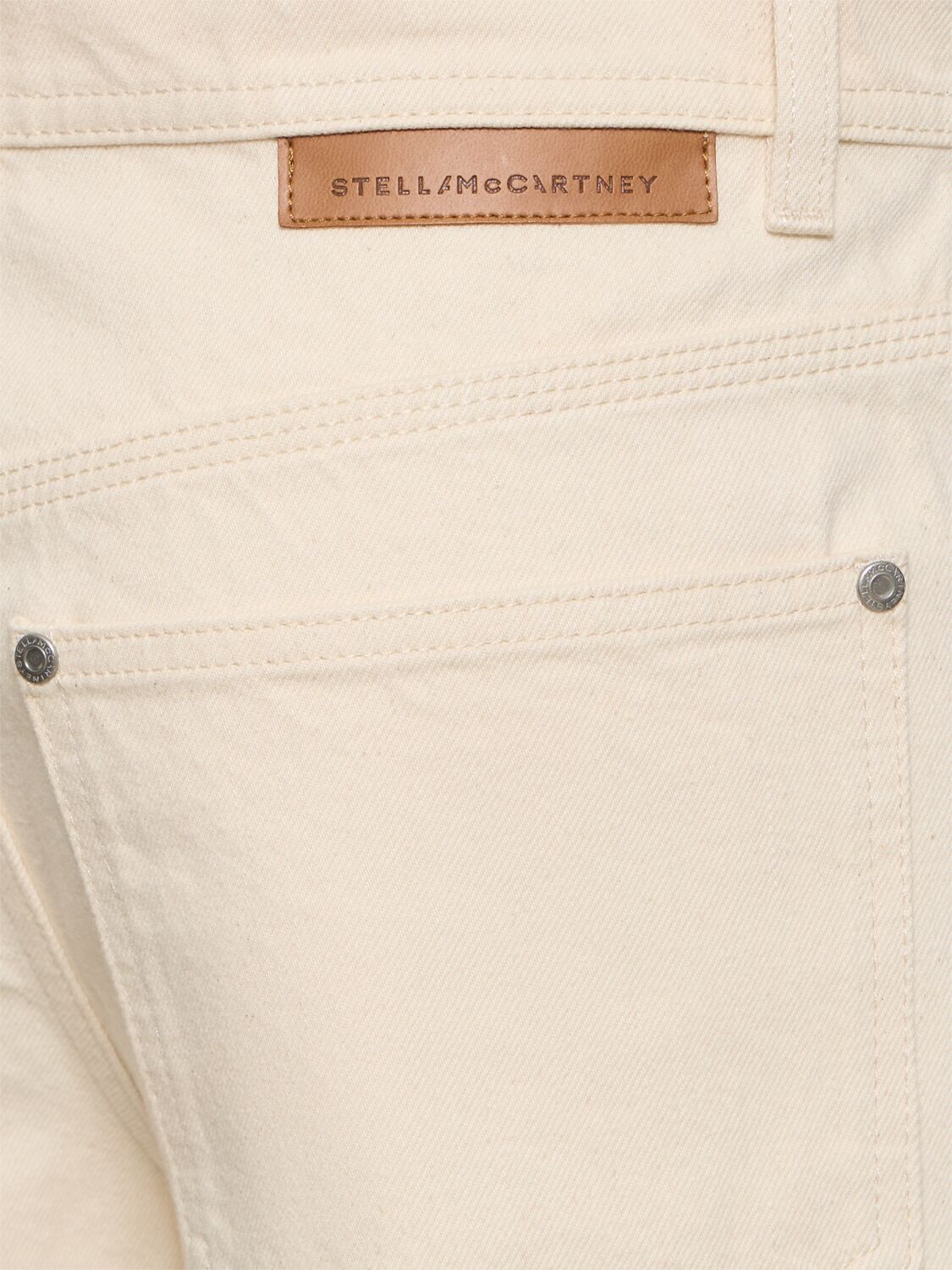Shop Stella Mccartney Side Lace Mid Rise Straight Denim Jeans In Ivory