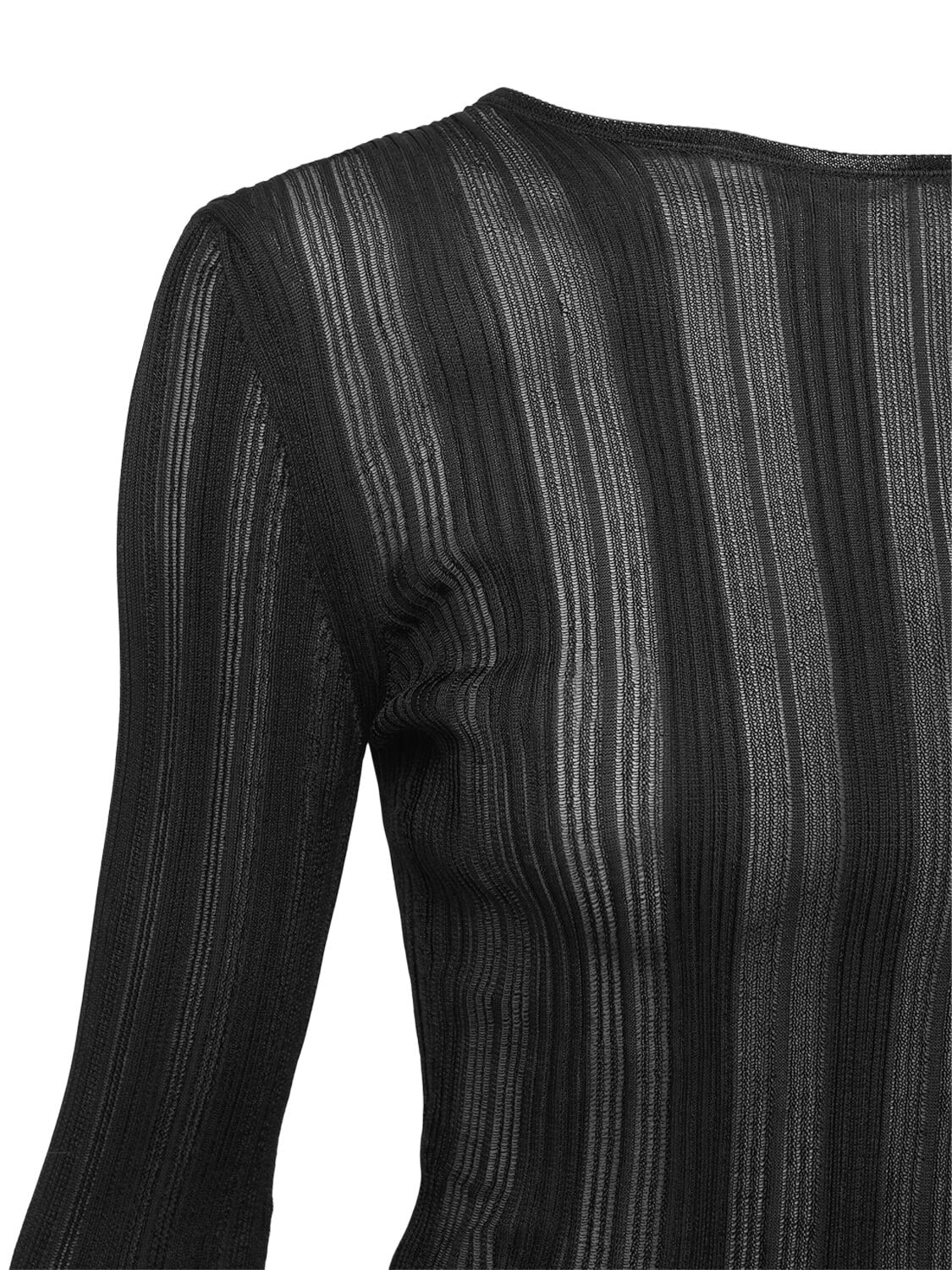 Shop Saint Laurent Extra Fine Viscose Long Sleeve Top In Noir