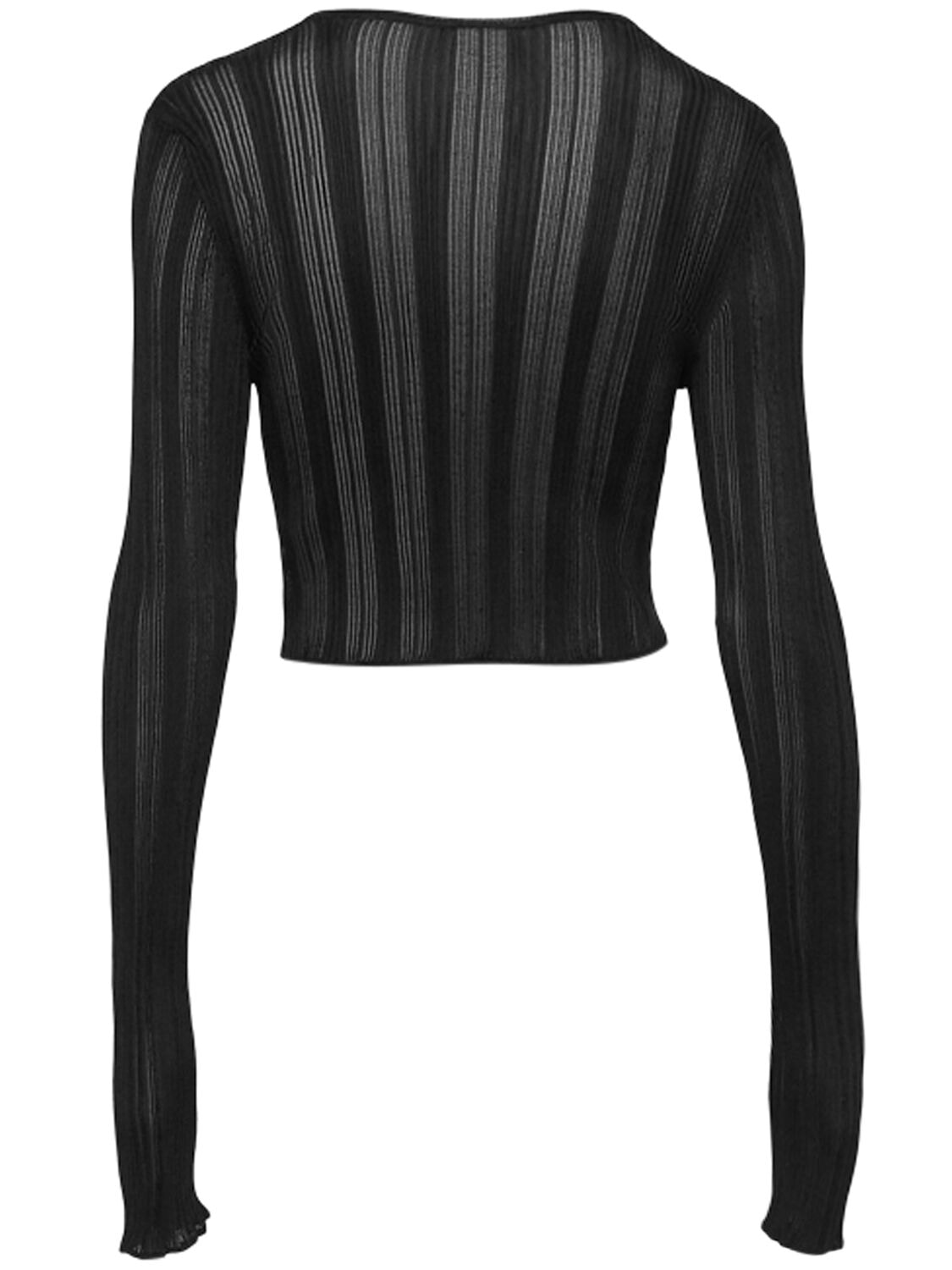 Shop Saint Laurent Extra Fine Viscose Long Sleeve Top In Noir