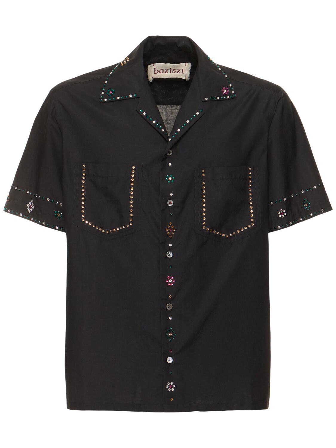 Baziszt Embellished Cotton & Silk Shirt In Black