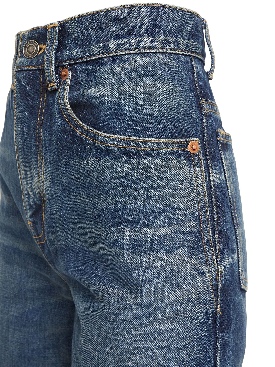 Shop Saint Laurent Neo Clyde Denim Jeans In August Blue