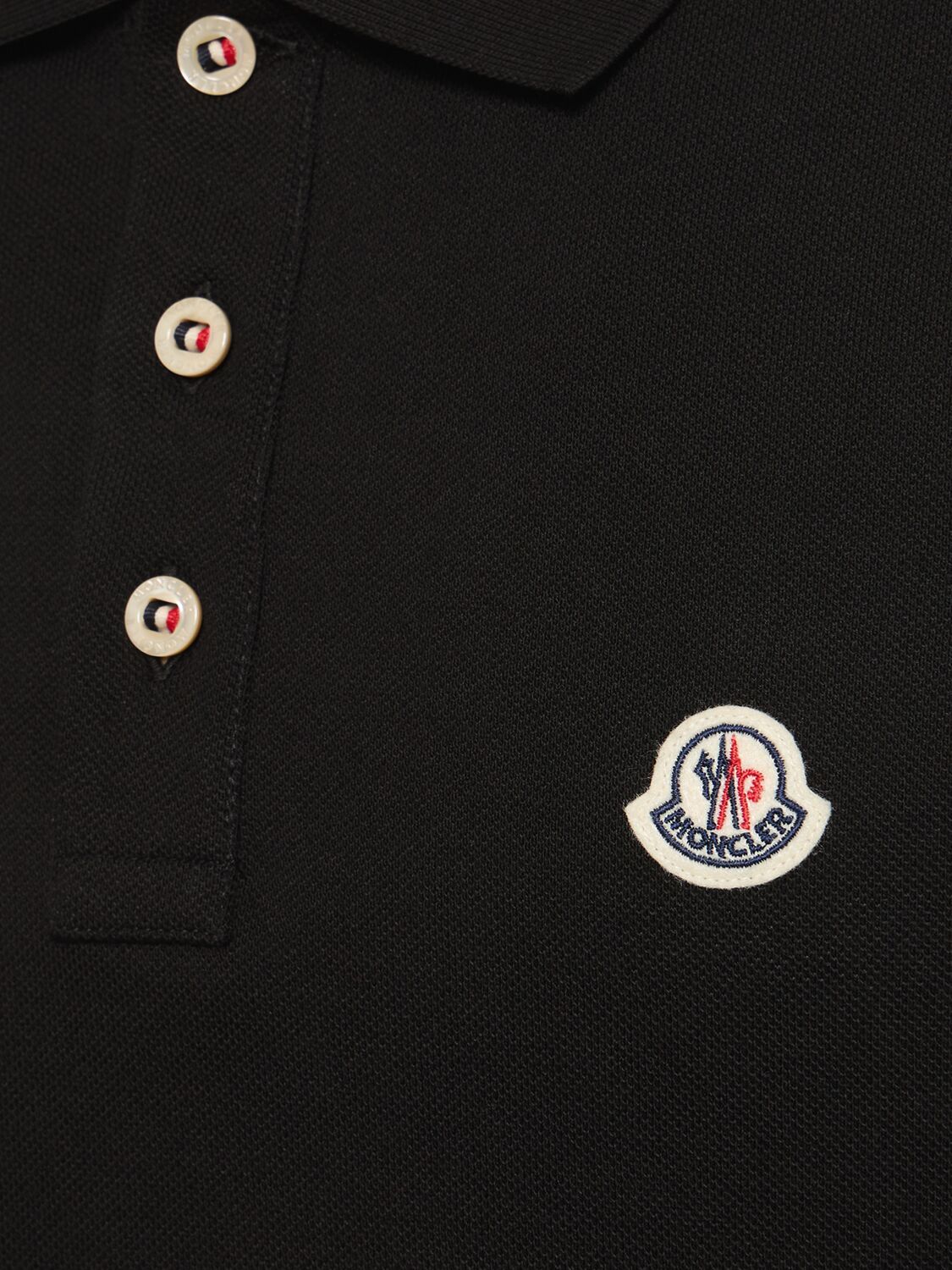 Shop Moncler Logo Patch Cotton Polo Shirt In Black