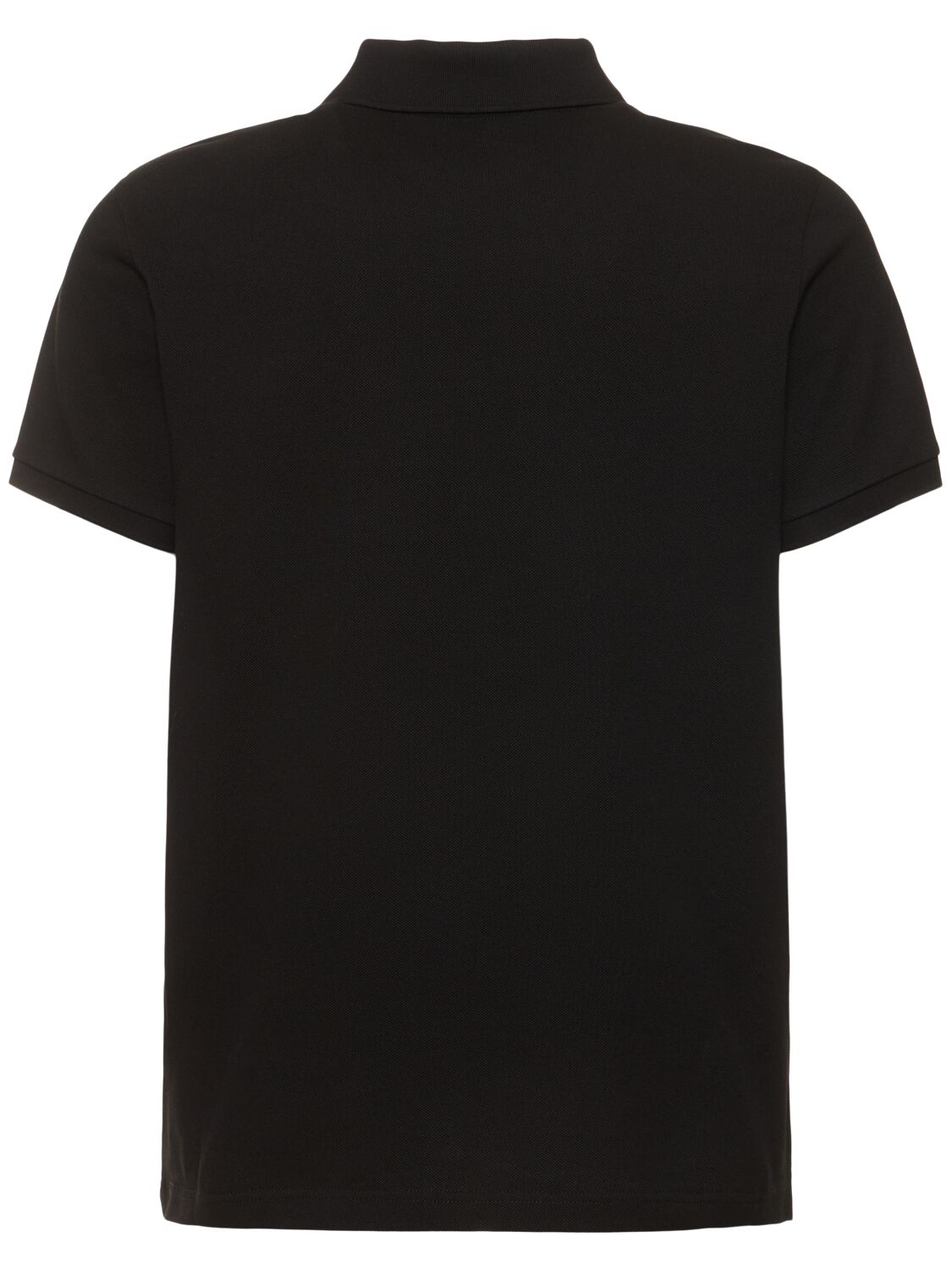 Shop Moncler Logo Patch Cotton Polo Shirt In Black