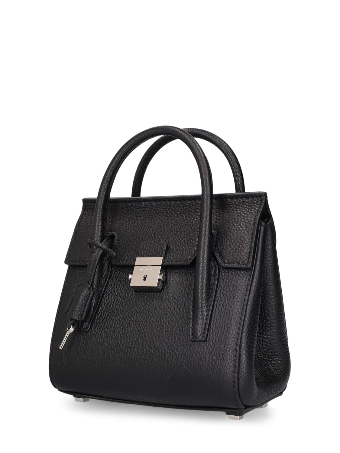 Shop Michael Kors Mini Campbell Leather Satchel Bag In Black