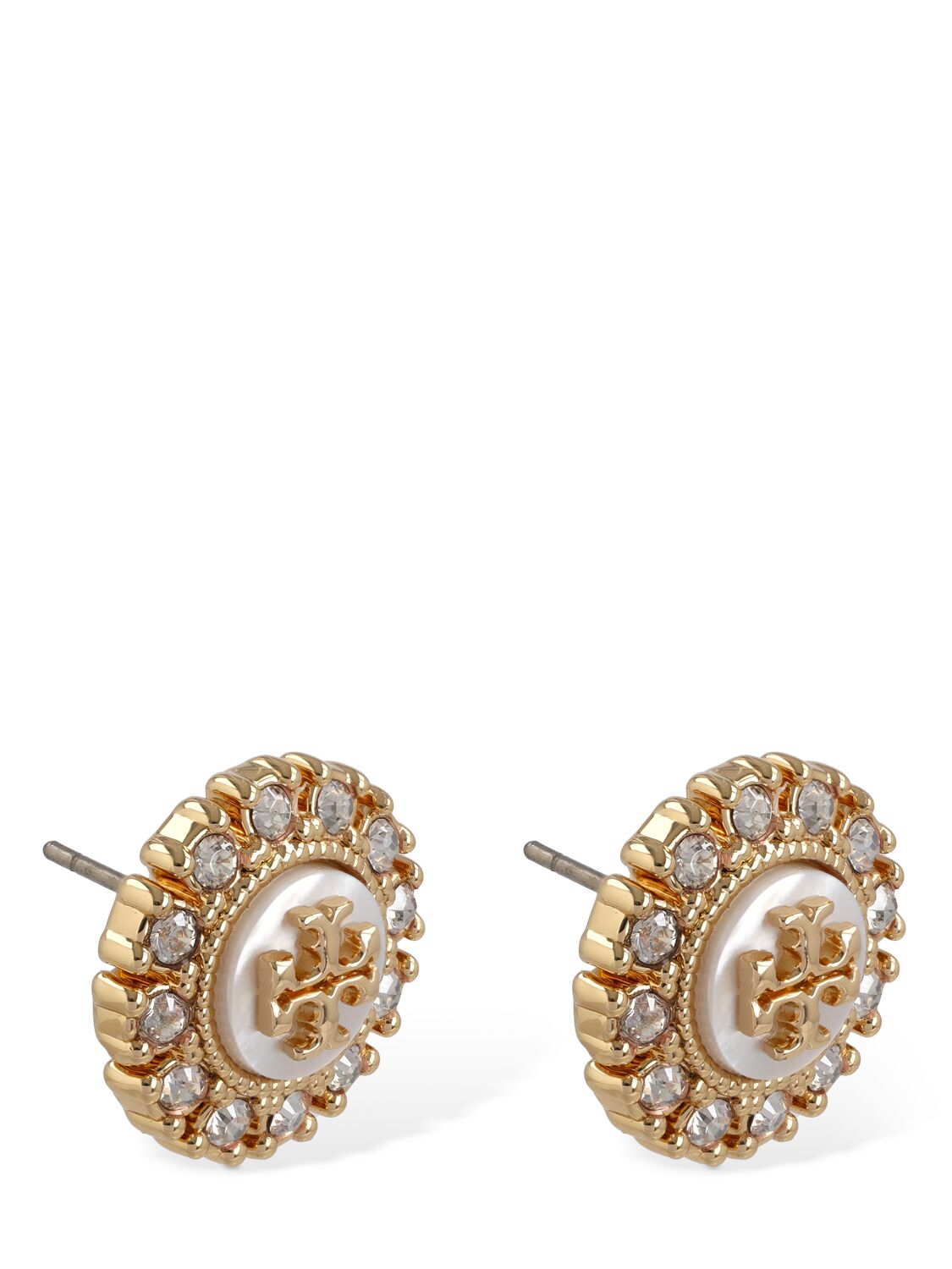 Shop Tory Burch Kira Crystal Stud Earrings In Silver