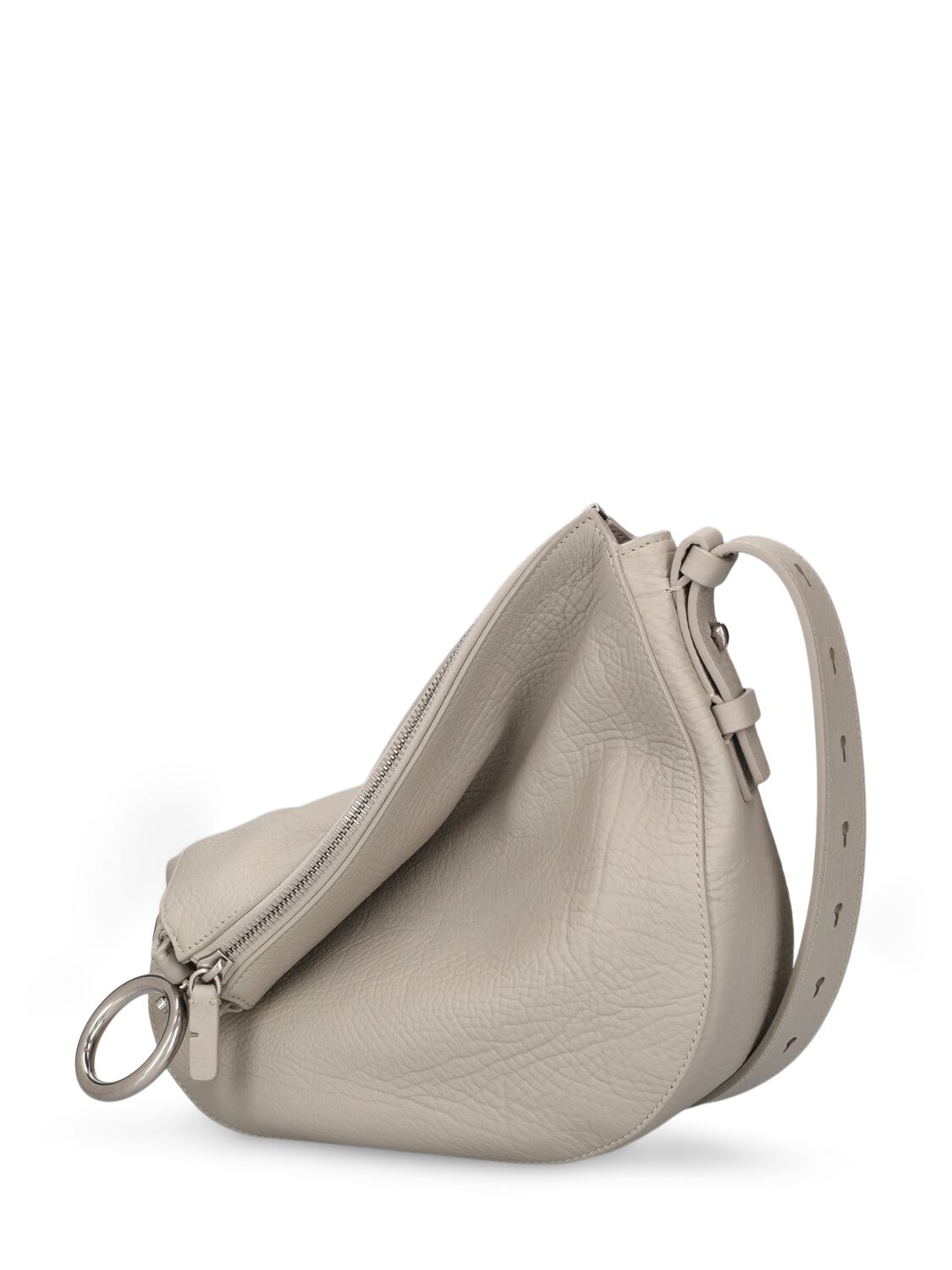 Shop Burberry Sm Knight Leather Shoulder Bag In Fog