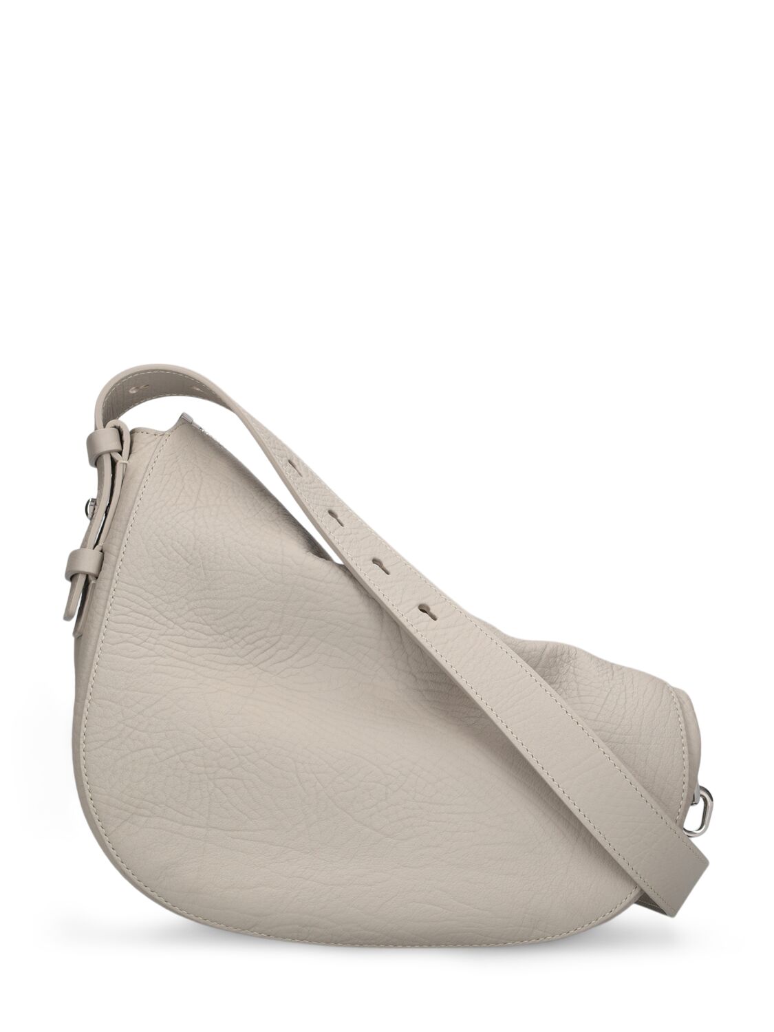 Shop Burberry Sm Knight Leather Shoulder Bag In Fog