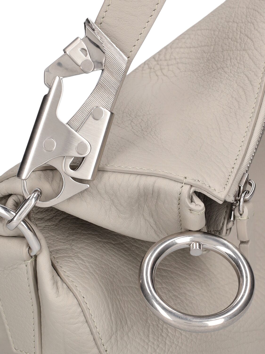 Shop Burberry Sm Knight Leather Shoulder Bag In Fog