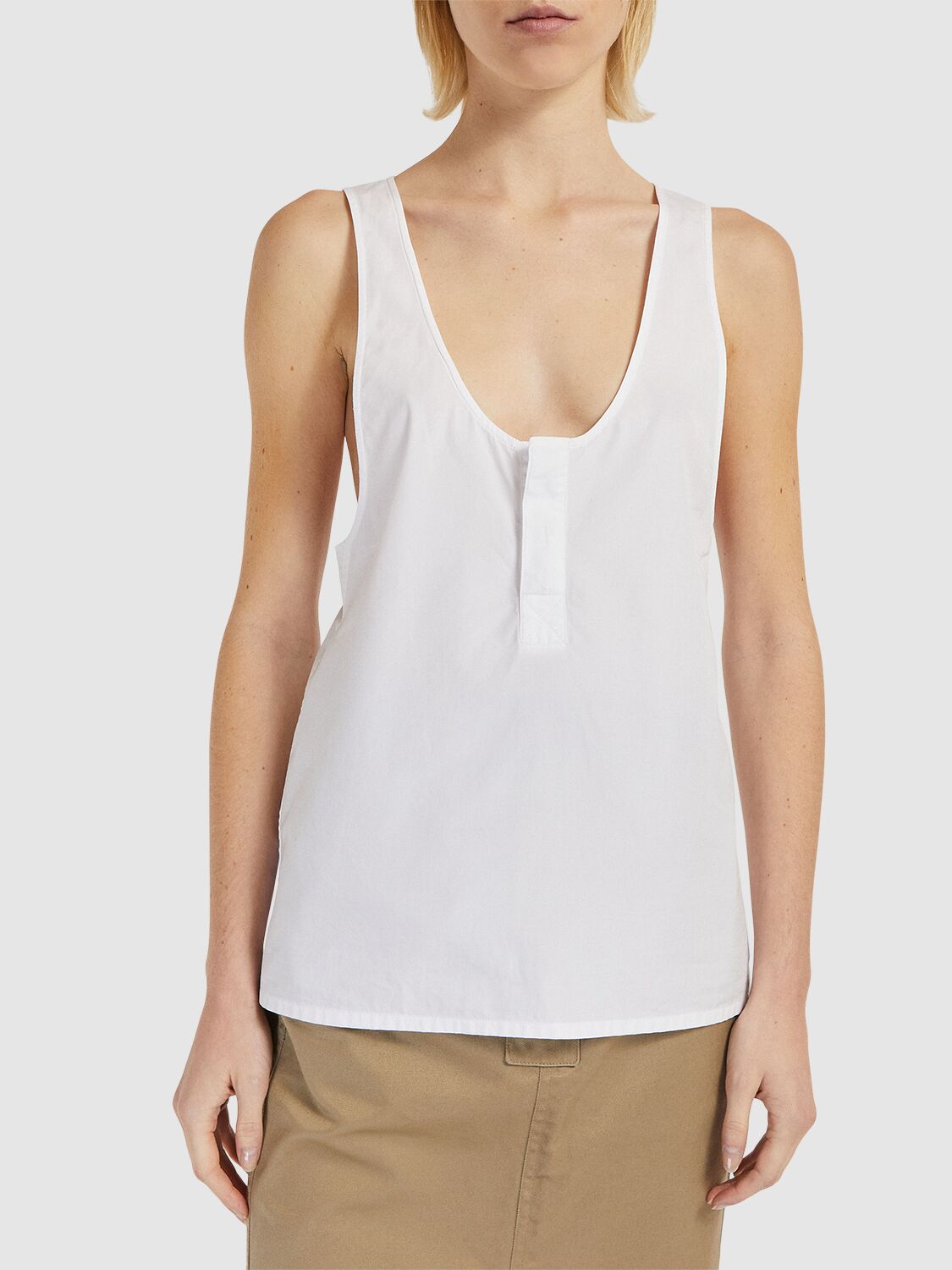 Shop Saint Laurent Cotton Poplin Top In White